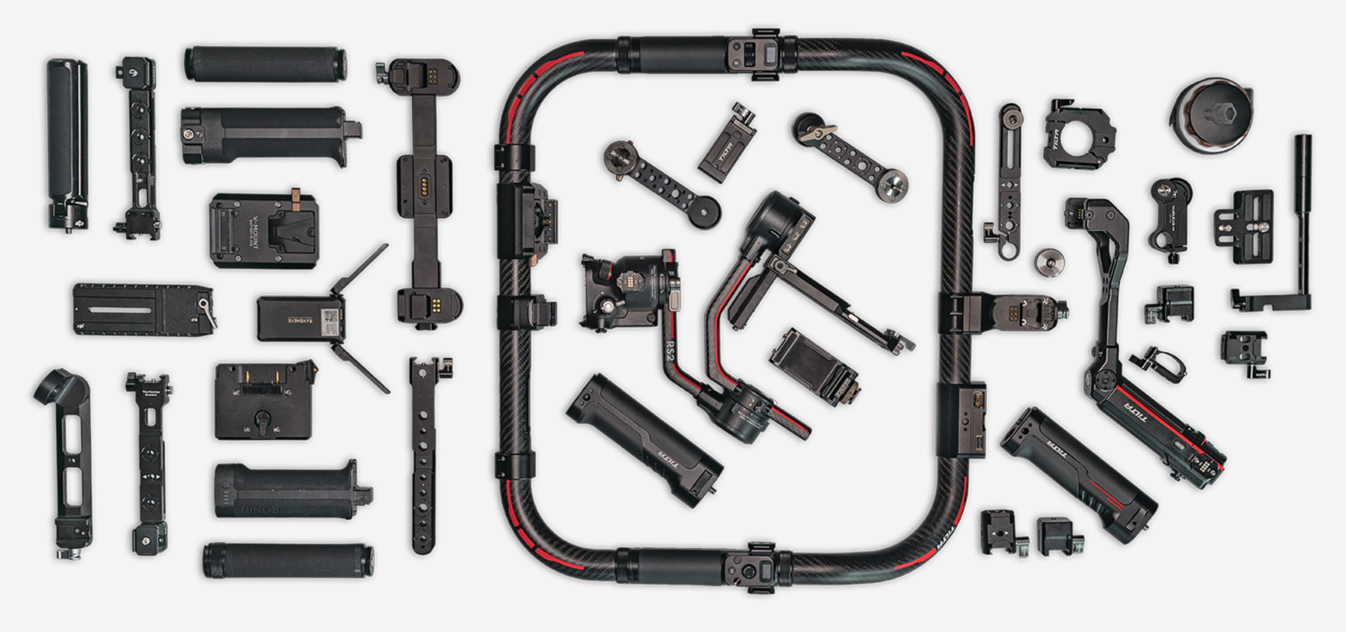 dji rs2 accessories flat lay