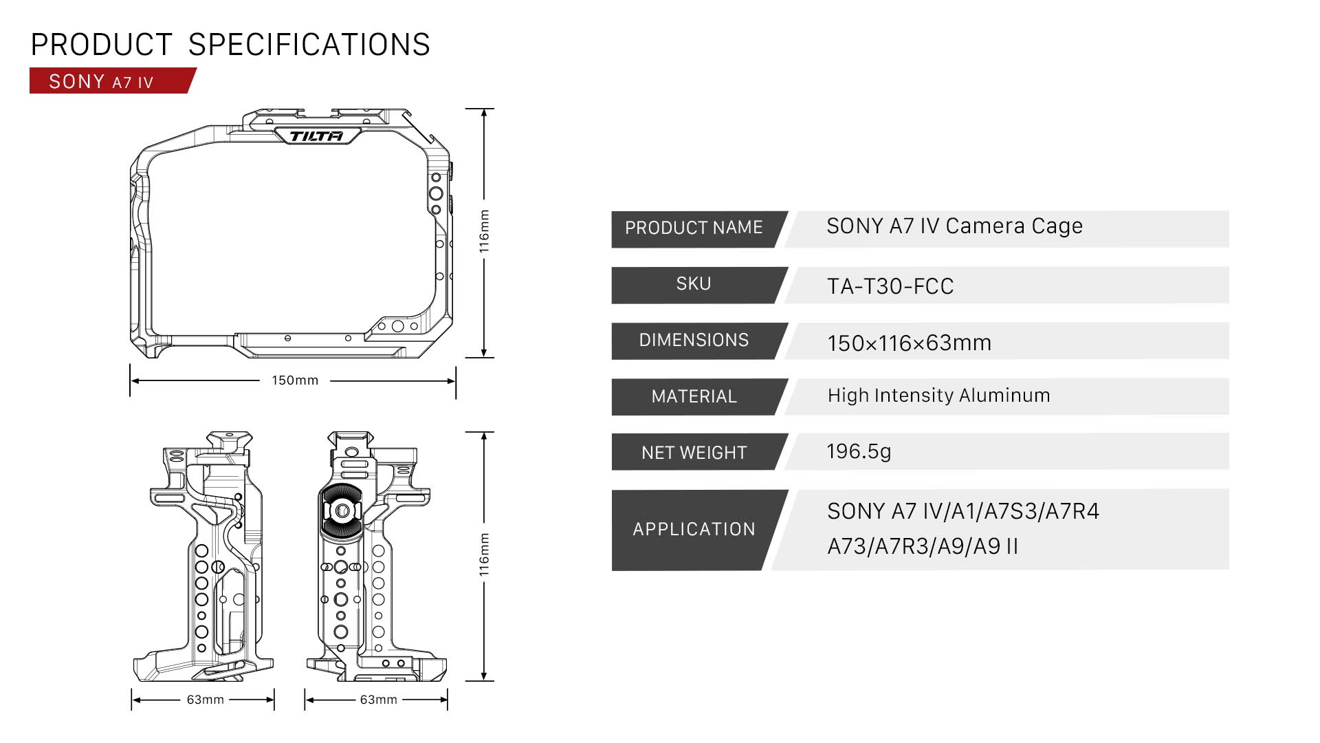 Camera Cage for Sony a7 IV Basic Kit - Black