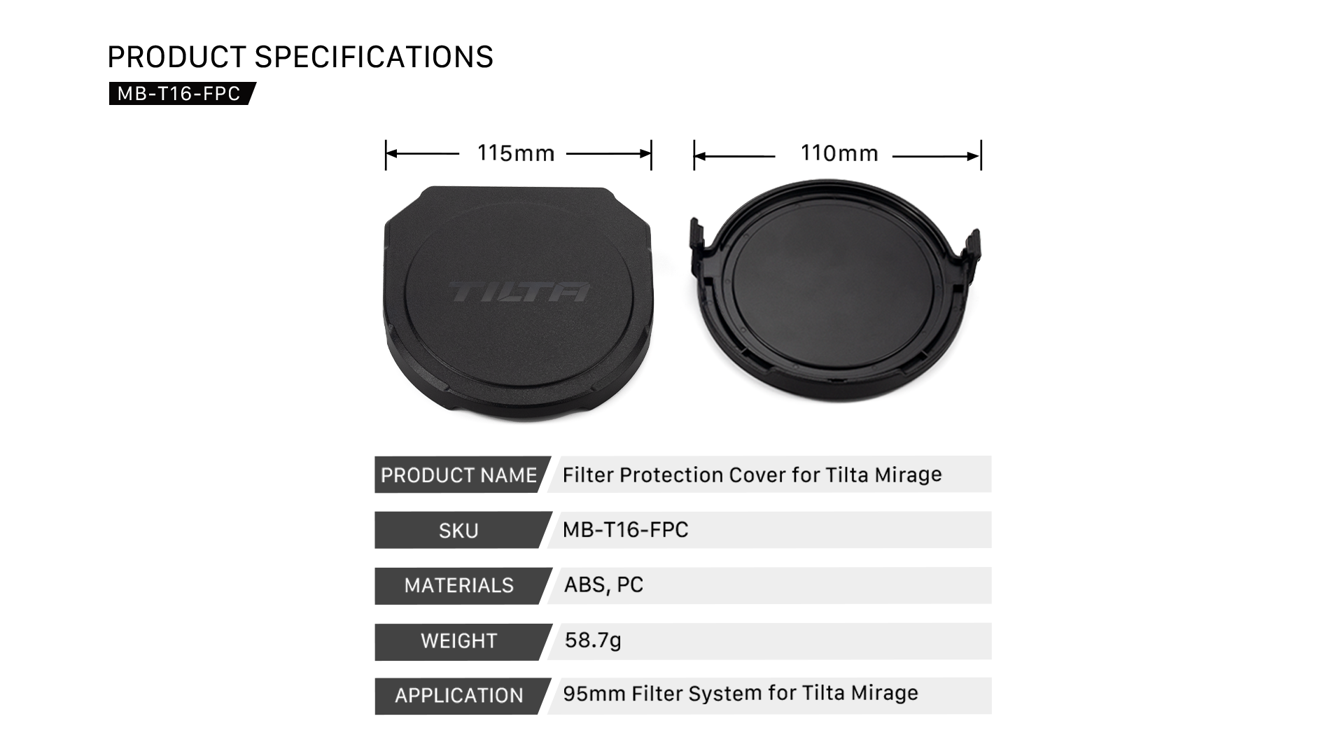 Filter Protection Cover for Tilta Mirage