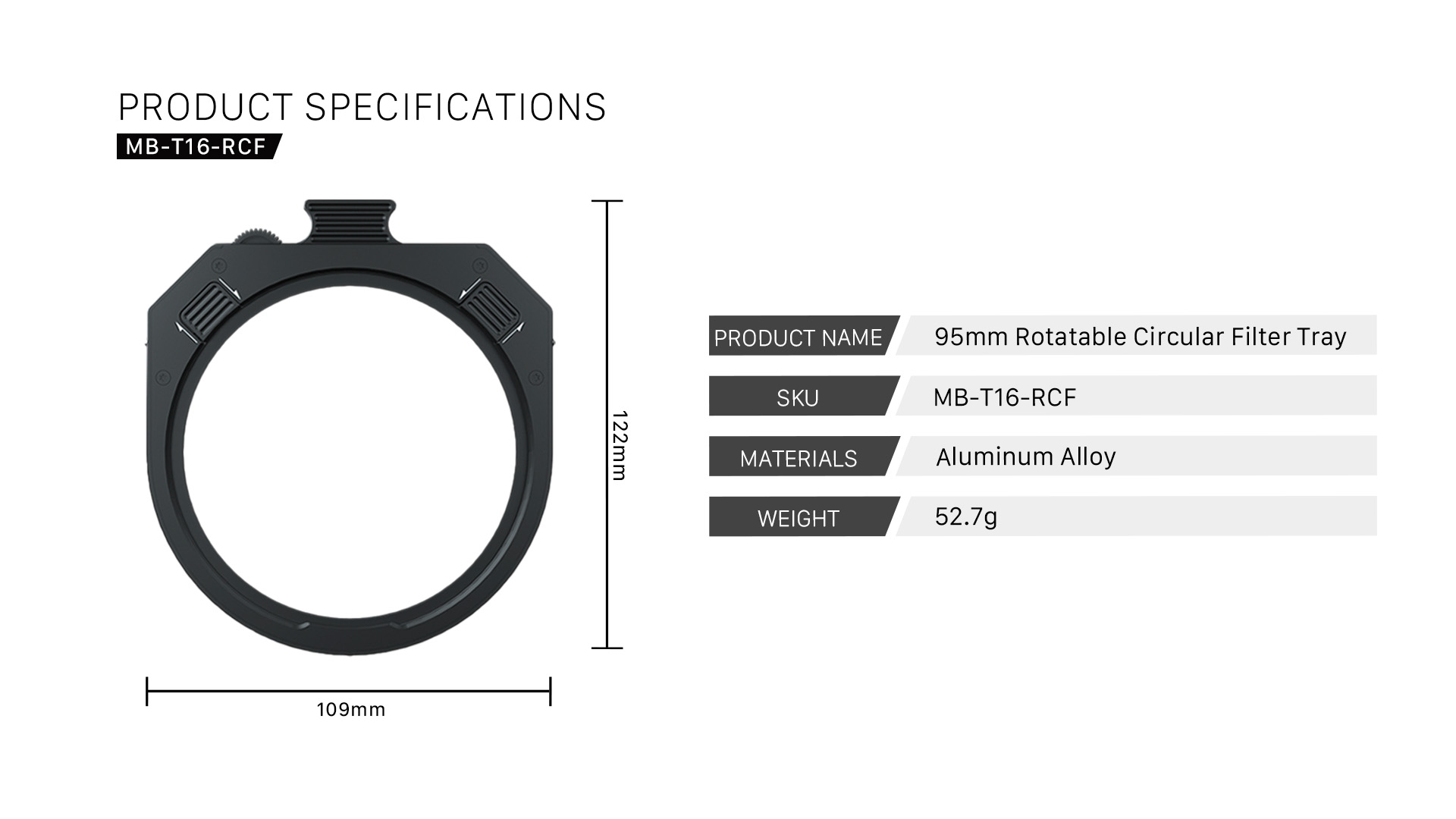 Rotatable Circular Filter Tray for Tilta Mirage