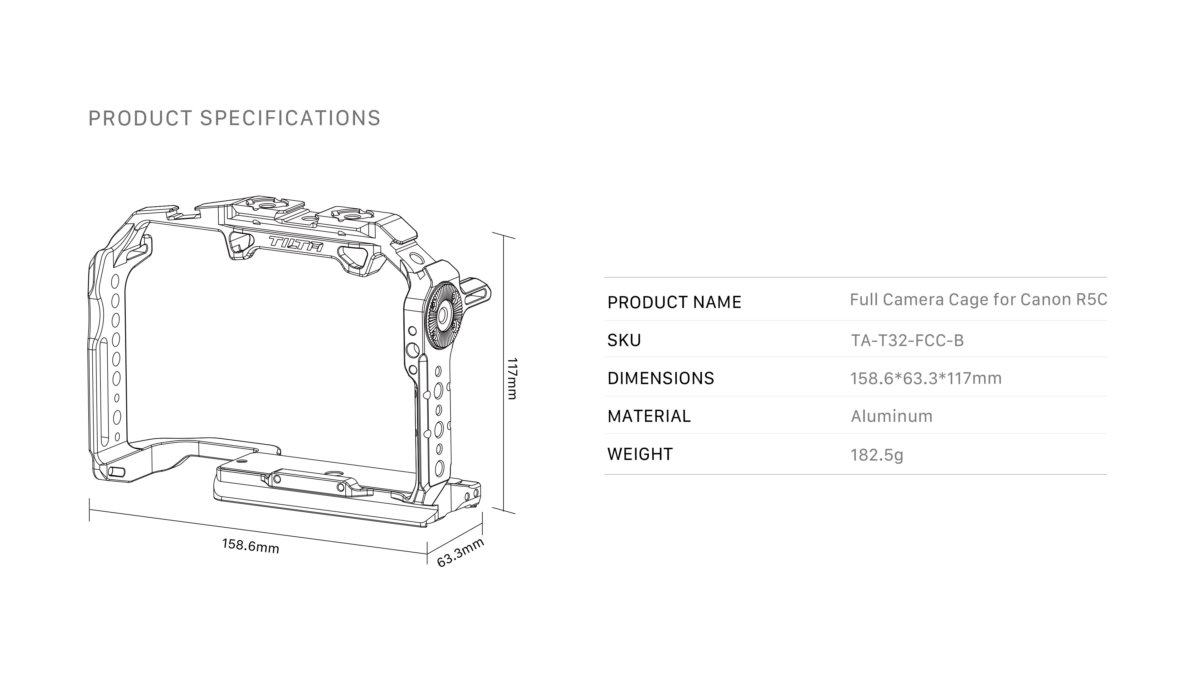 Full Camera Cage for Canon R5C - Black