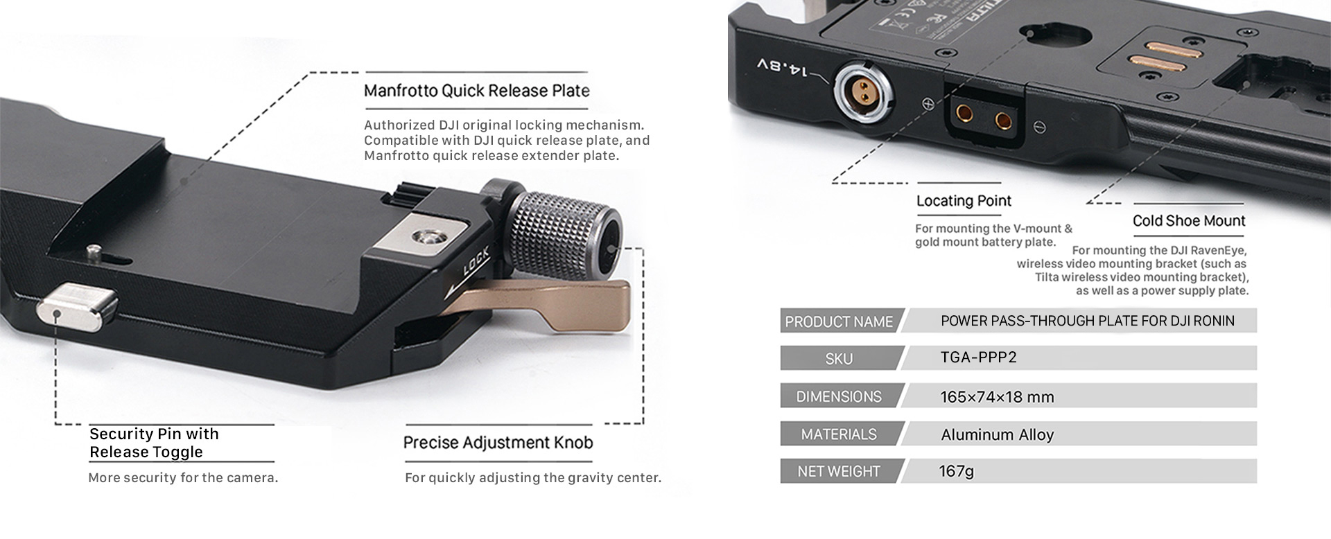 Battery Plate to DJI Ronin Power Pass-through Plate Kit