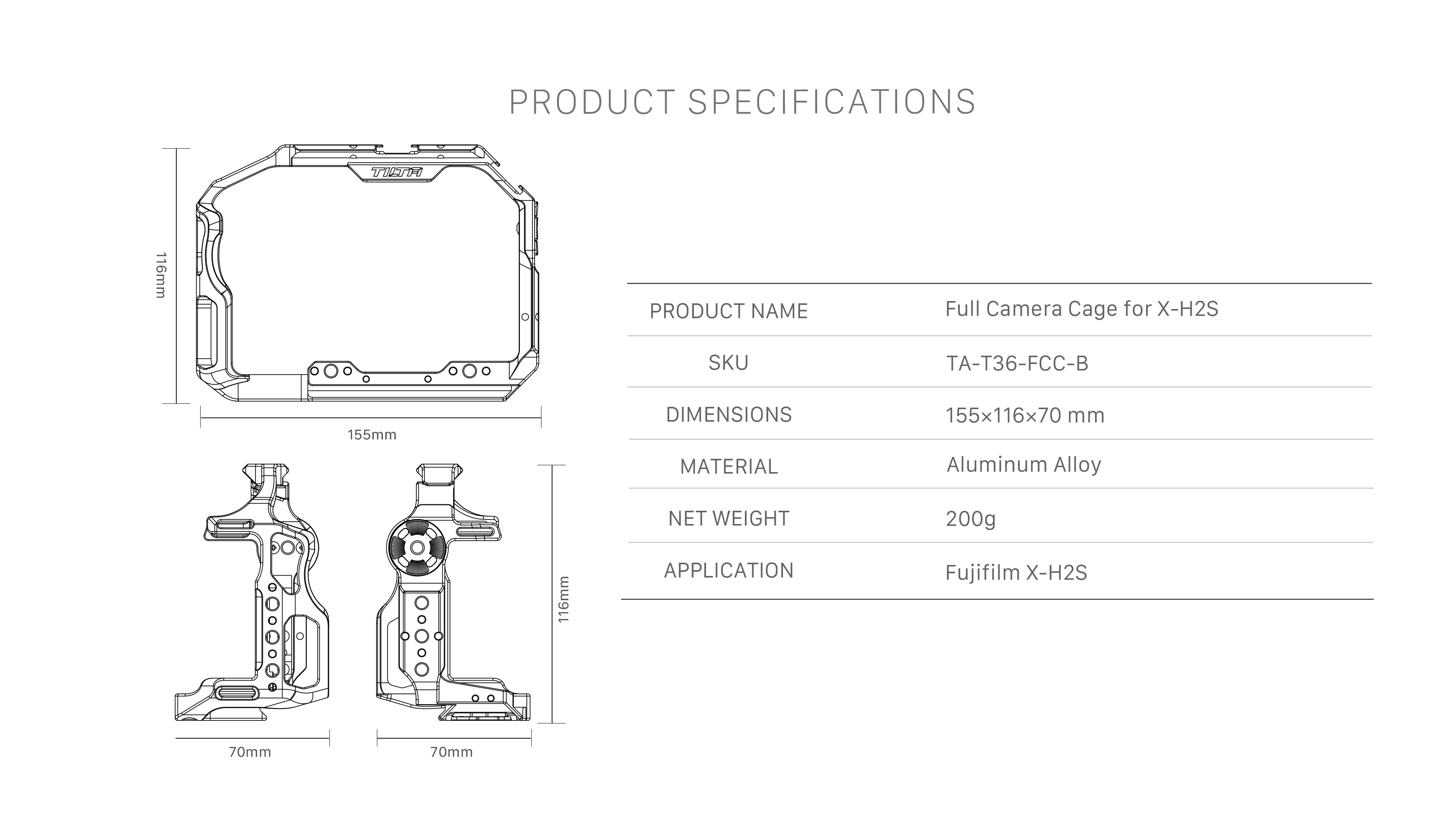 Gabbia completa per Fujifilm X-H2S - Nero