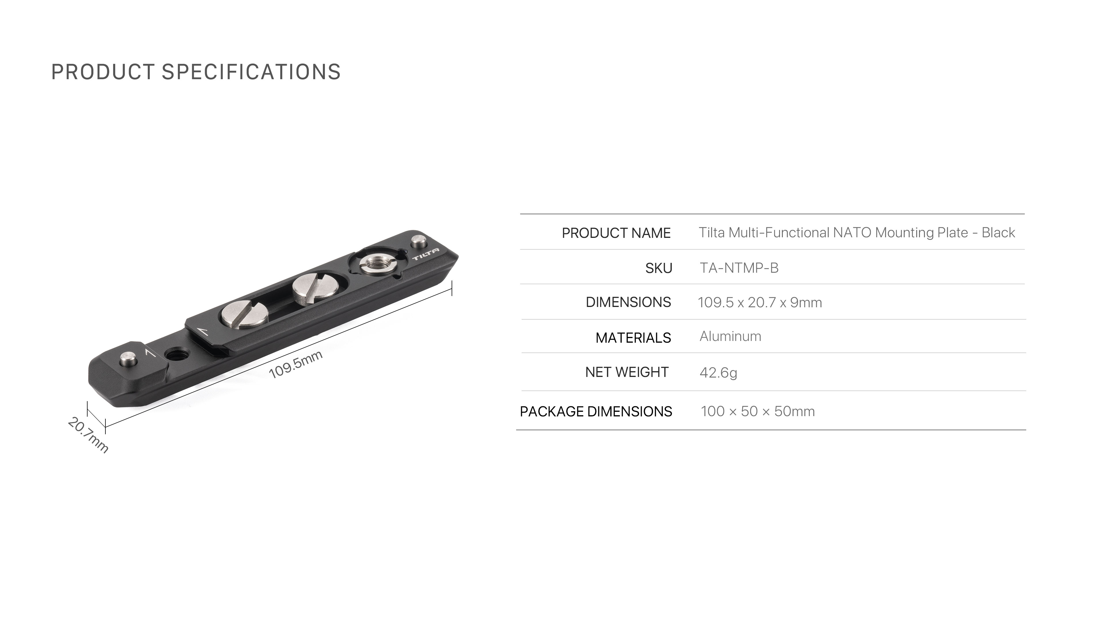 Tilta Multi-Functional NATO Mounting Plate - Black