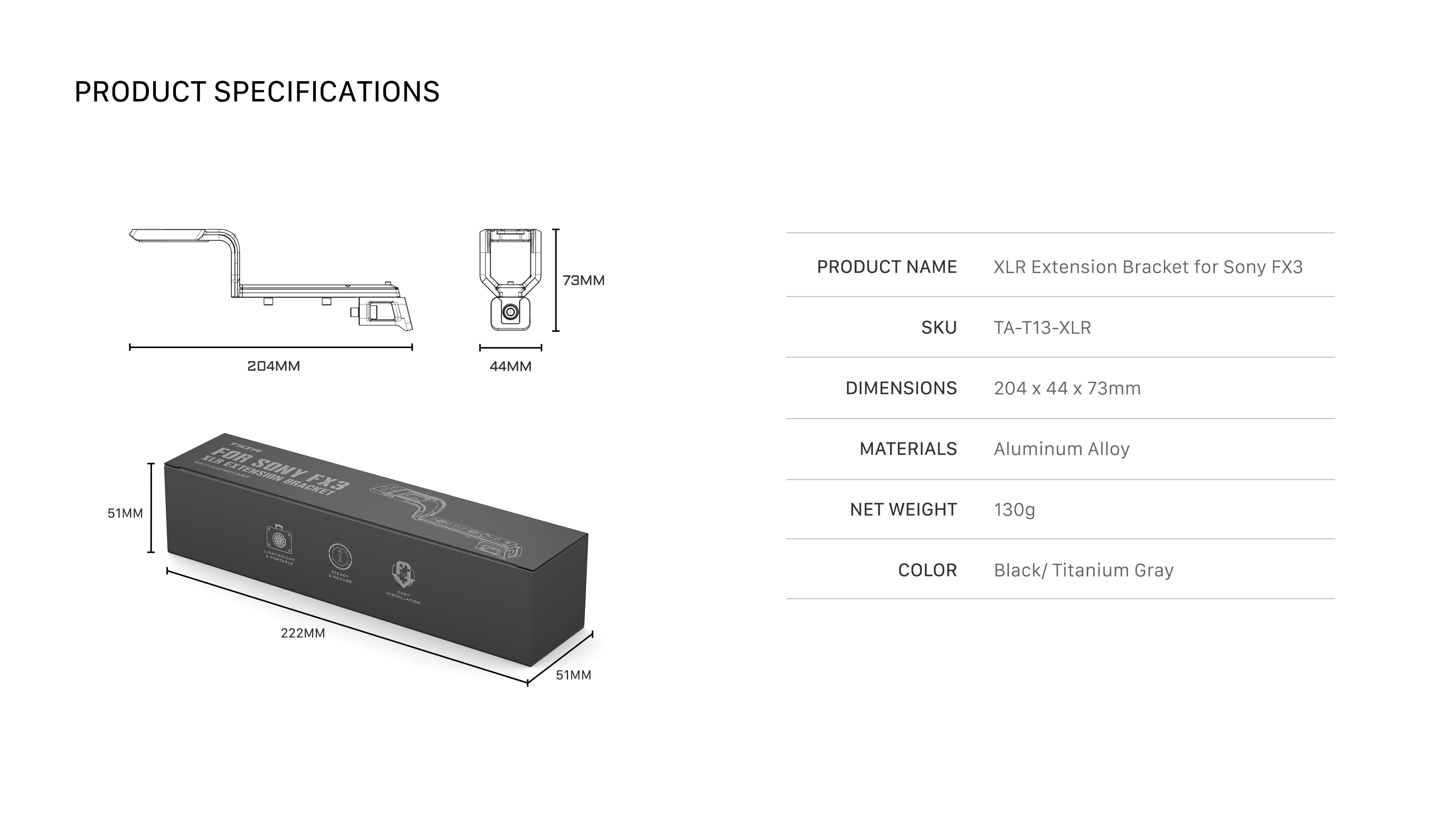 Staffa di estensione XLR per Sony FX3