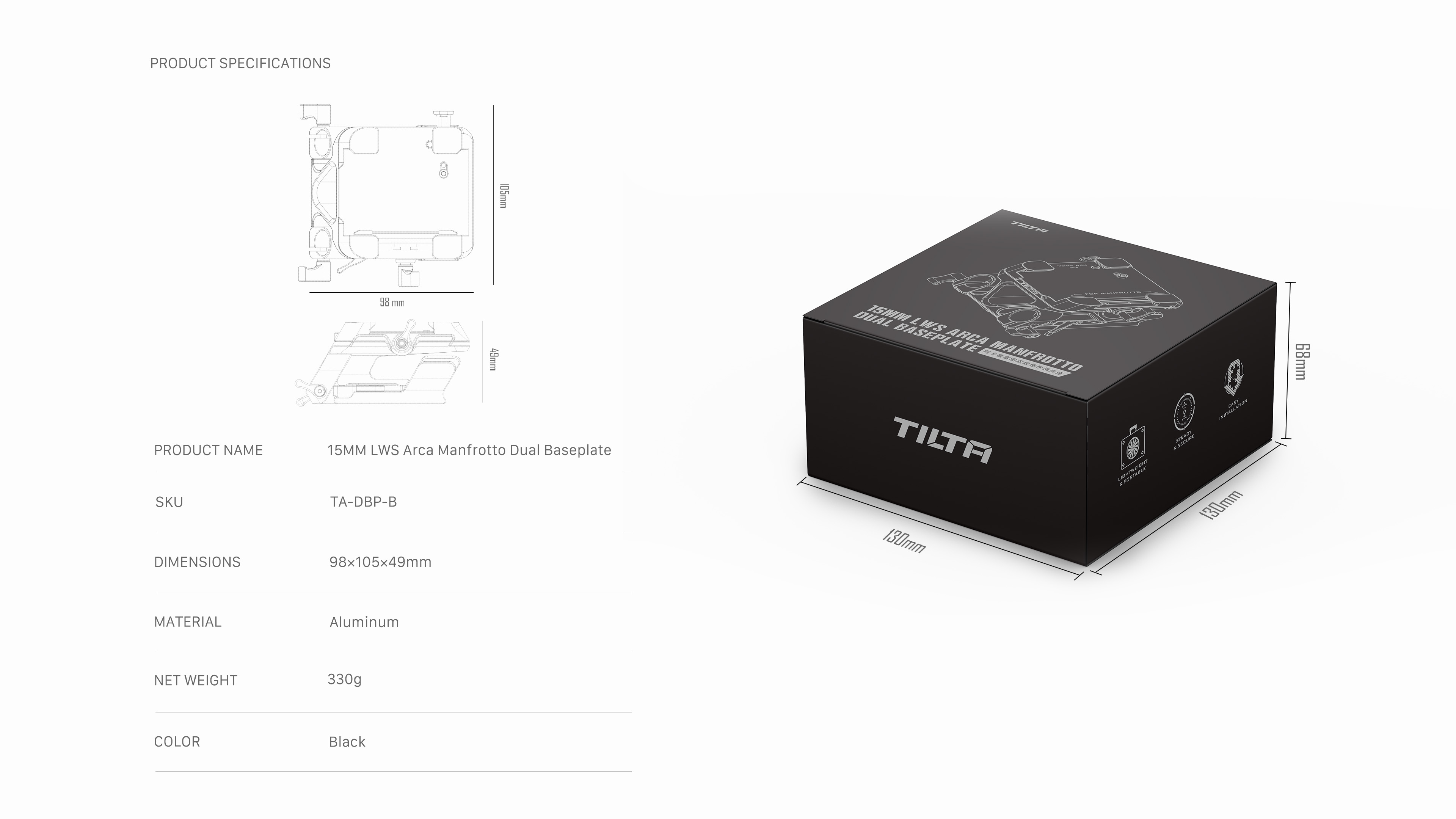 Tilta 15mm LWS Arca Manfrotto Dual Baseplate