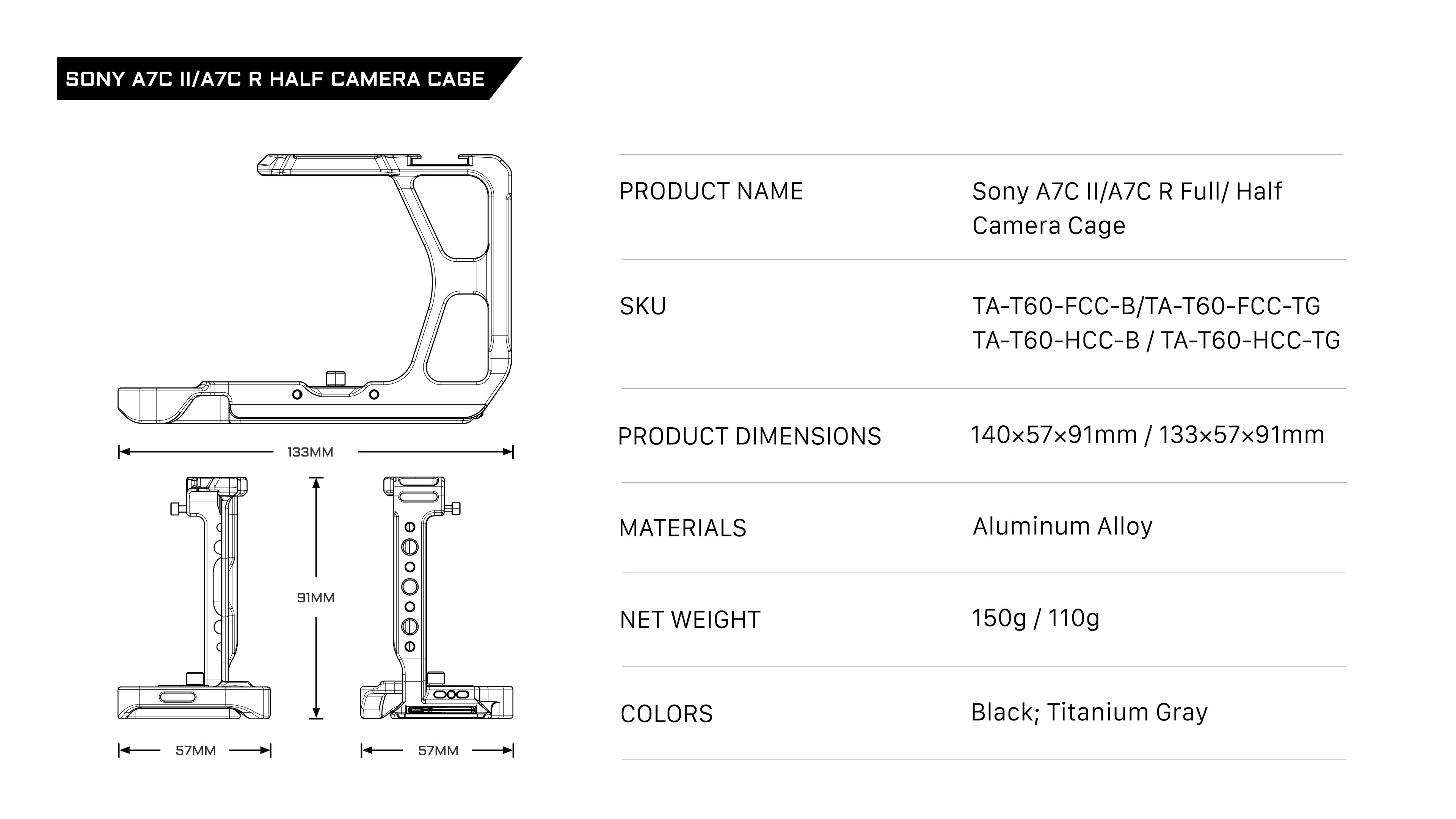 Half Camera Cage for Sony a7C II / a7C R