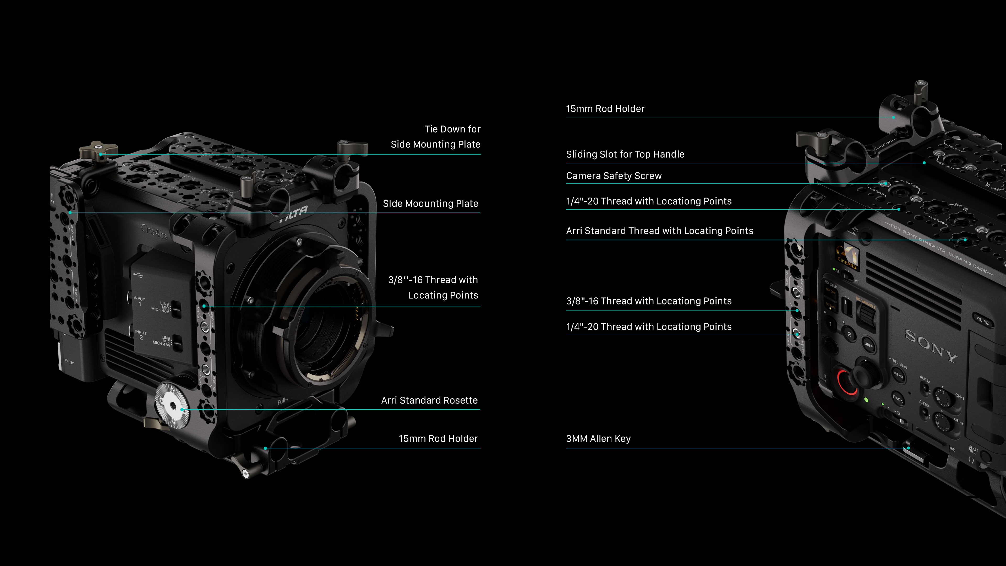 Sony BURANO Pro Kit için Kamera Kafesi - V Montaj