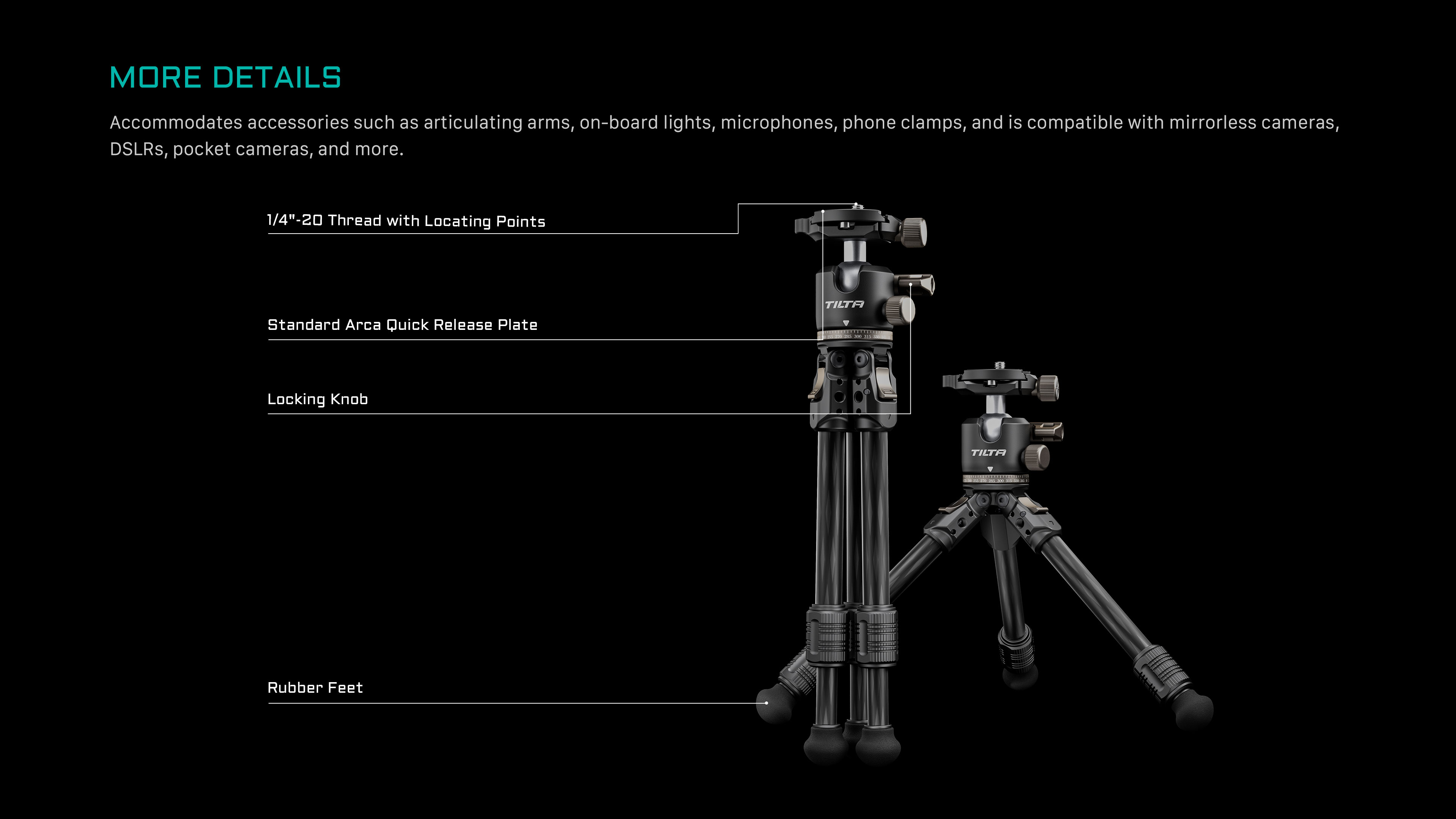 Tilta BT03 Tabletop Ball Head with 1-Stage Carbon Fiber Tripod Legs (3KG)