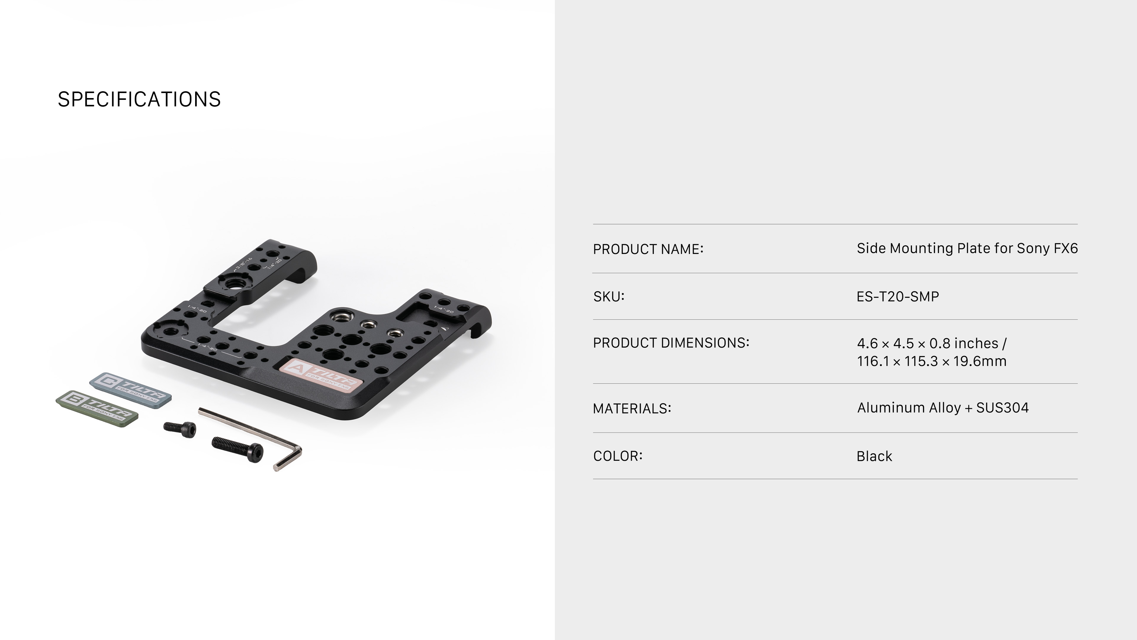 Side Mounting Plate for Sony FX6