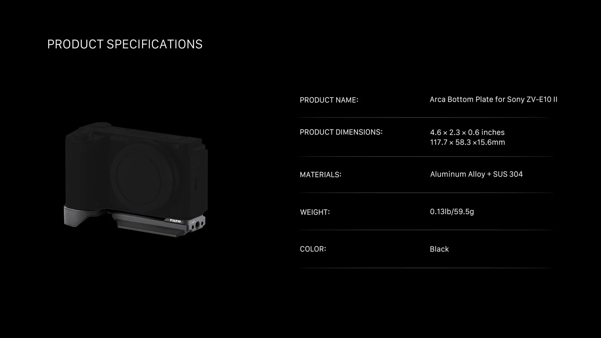 Piastra inferiore Arca per Sony ZV-E10 II - Nero