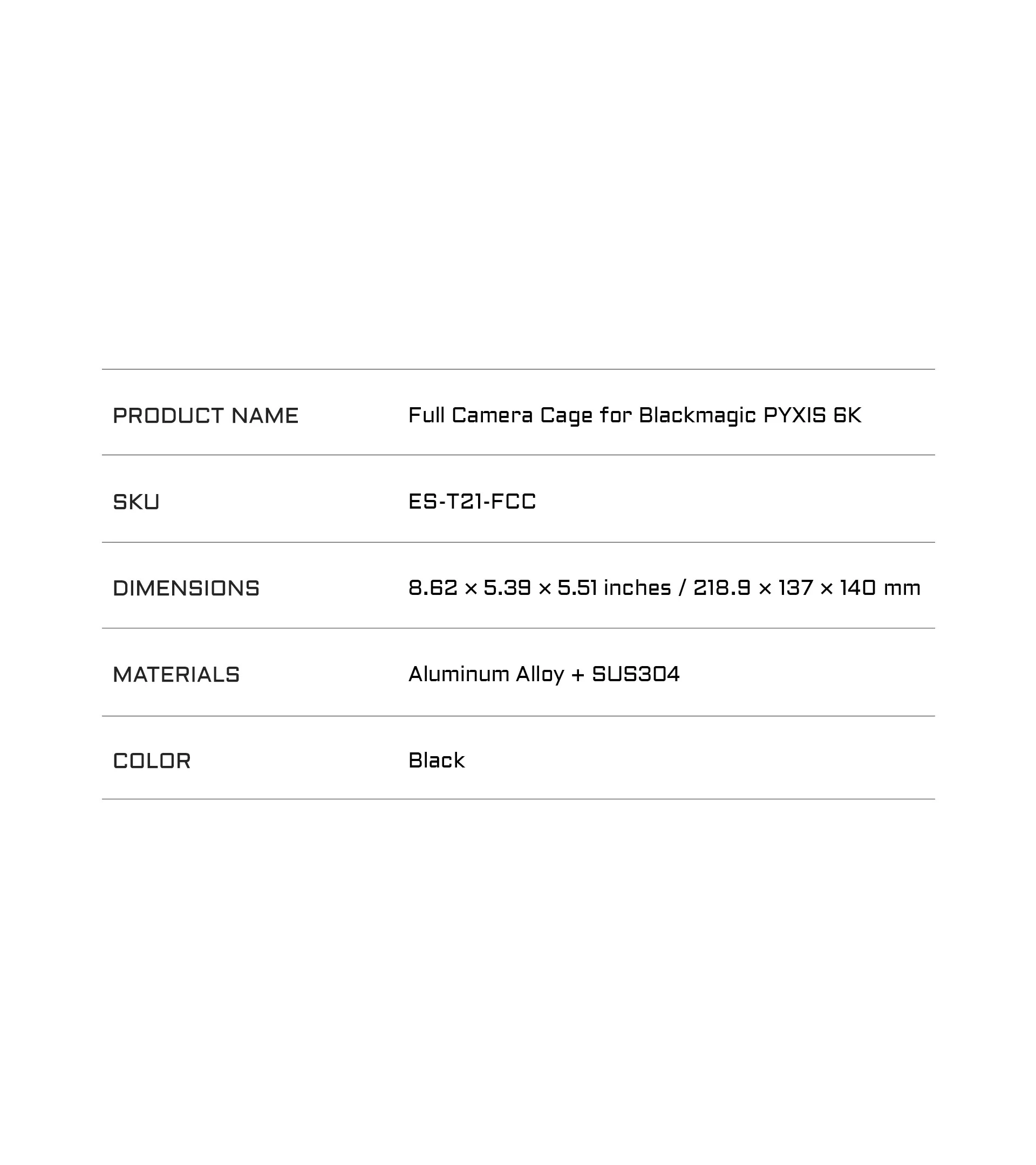 Full Camera Cage for Blackmagic PYXIS 6K