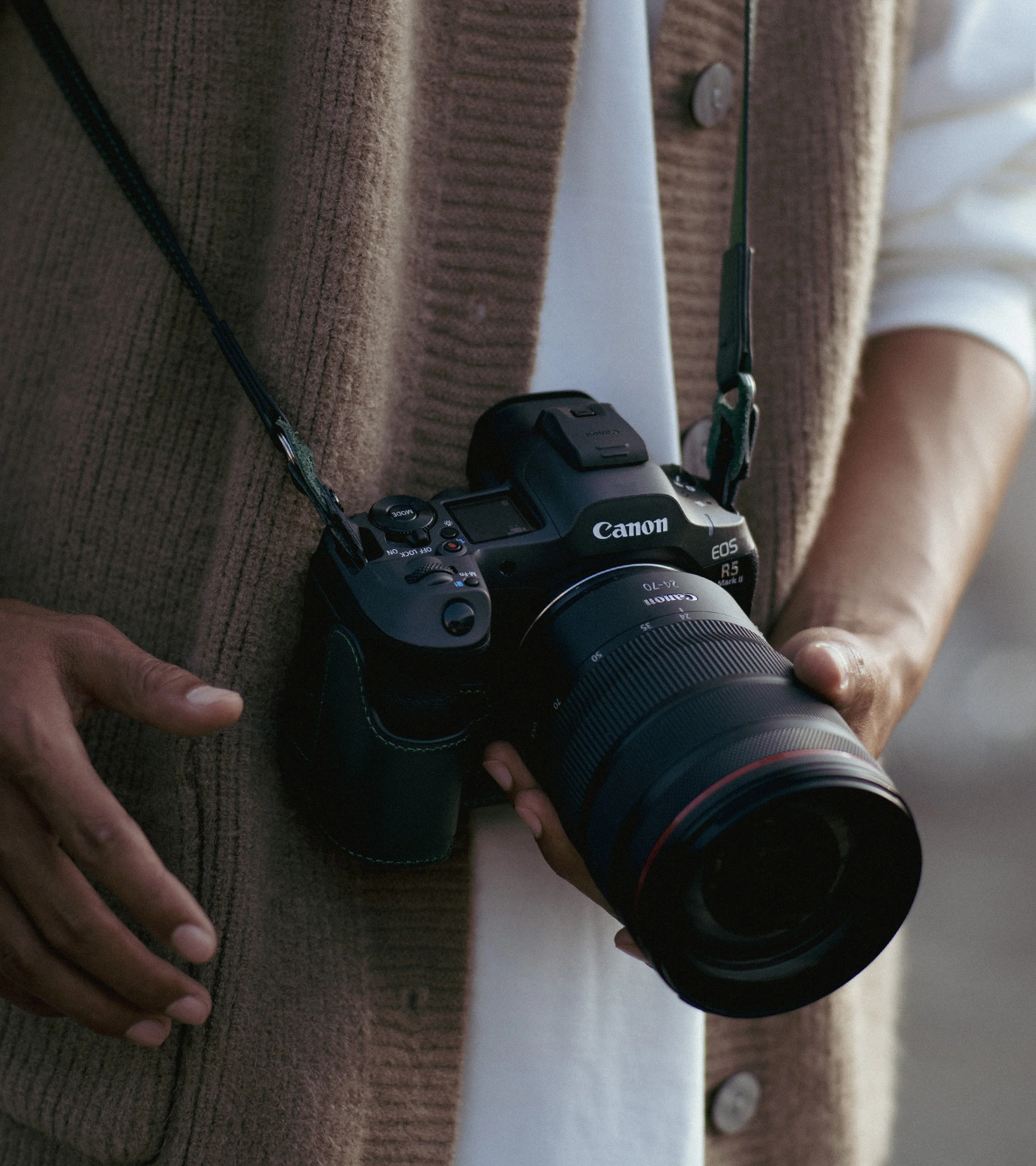 Leather Camera Case for Canon R5 Mark II