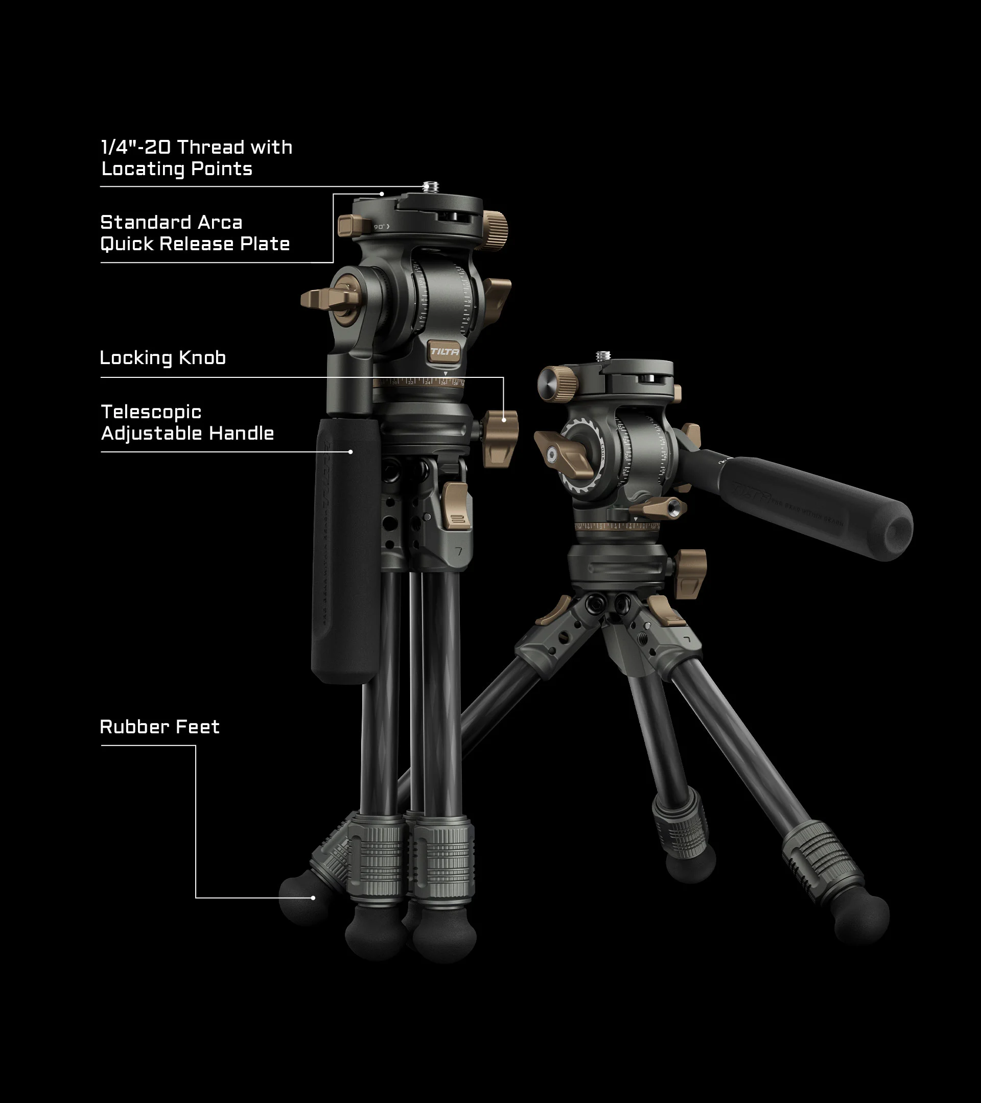 Tilta Tabletop Video Fluid Head with 1-Stage Carbon Fiber Tripod Legs (3KG)