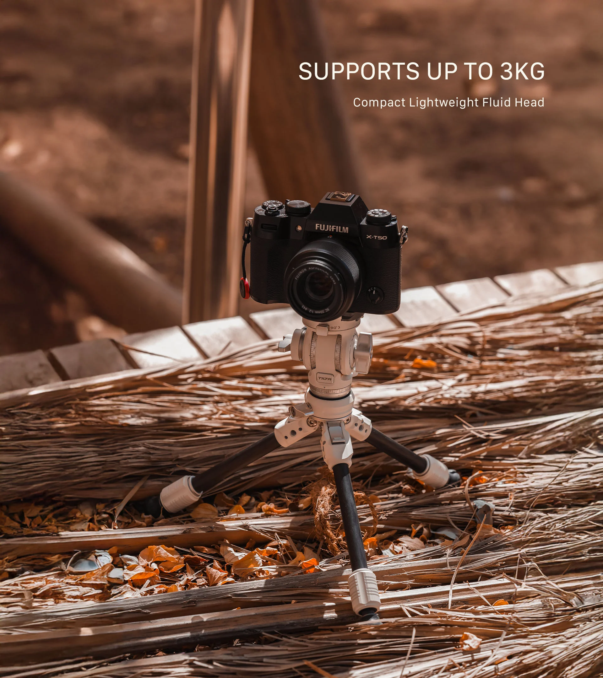 Tilta Tabletop Video Fluid Head with 1-Stage Carbon Fiber Tripod Legs (3KG)