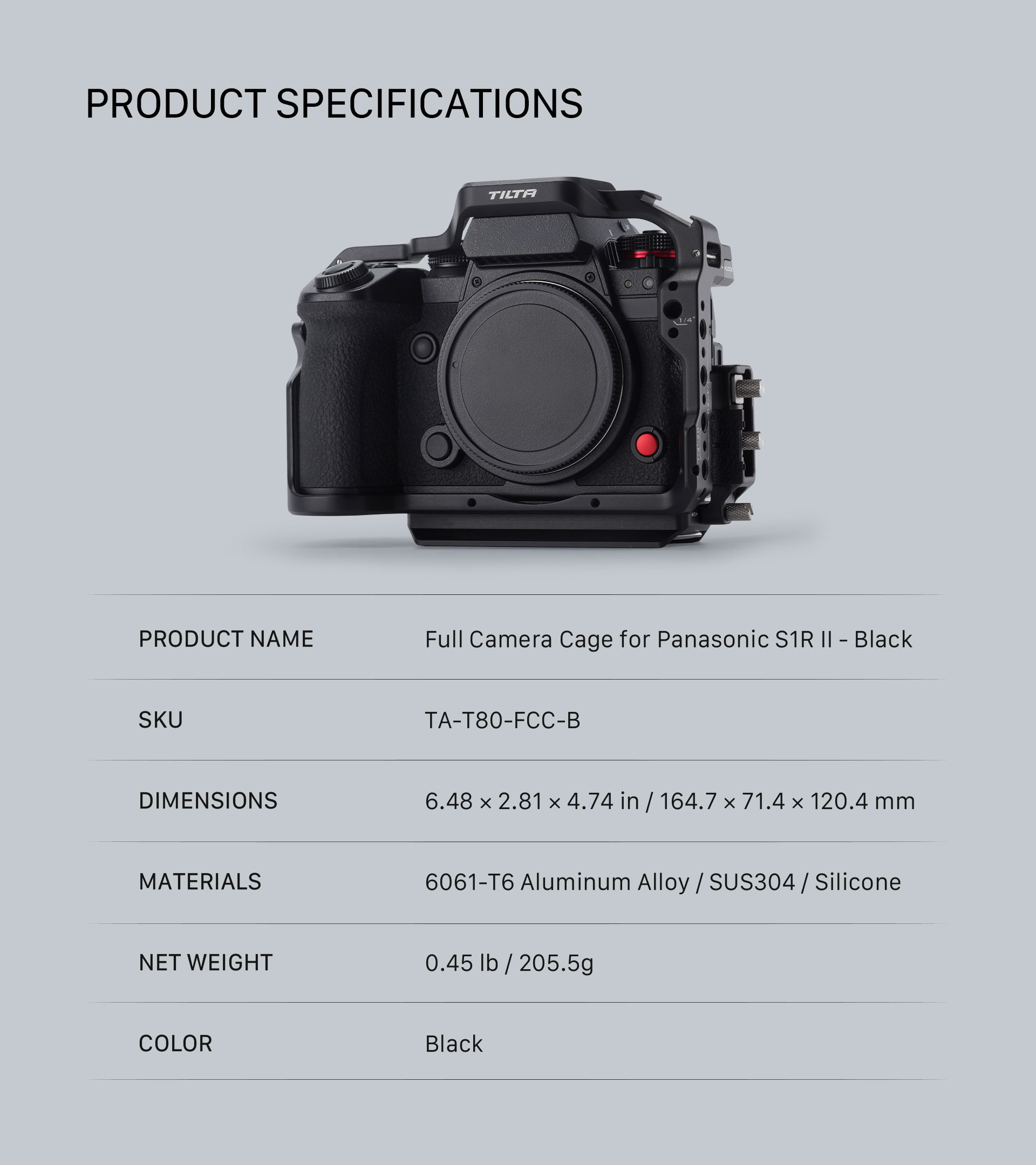 Full Camera Cage for Panasonic S1R II – Black