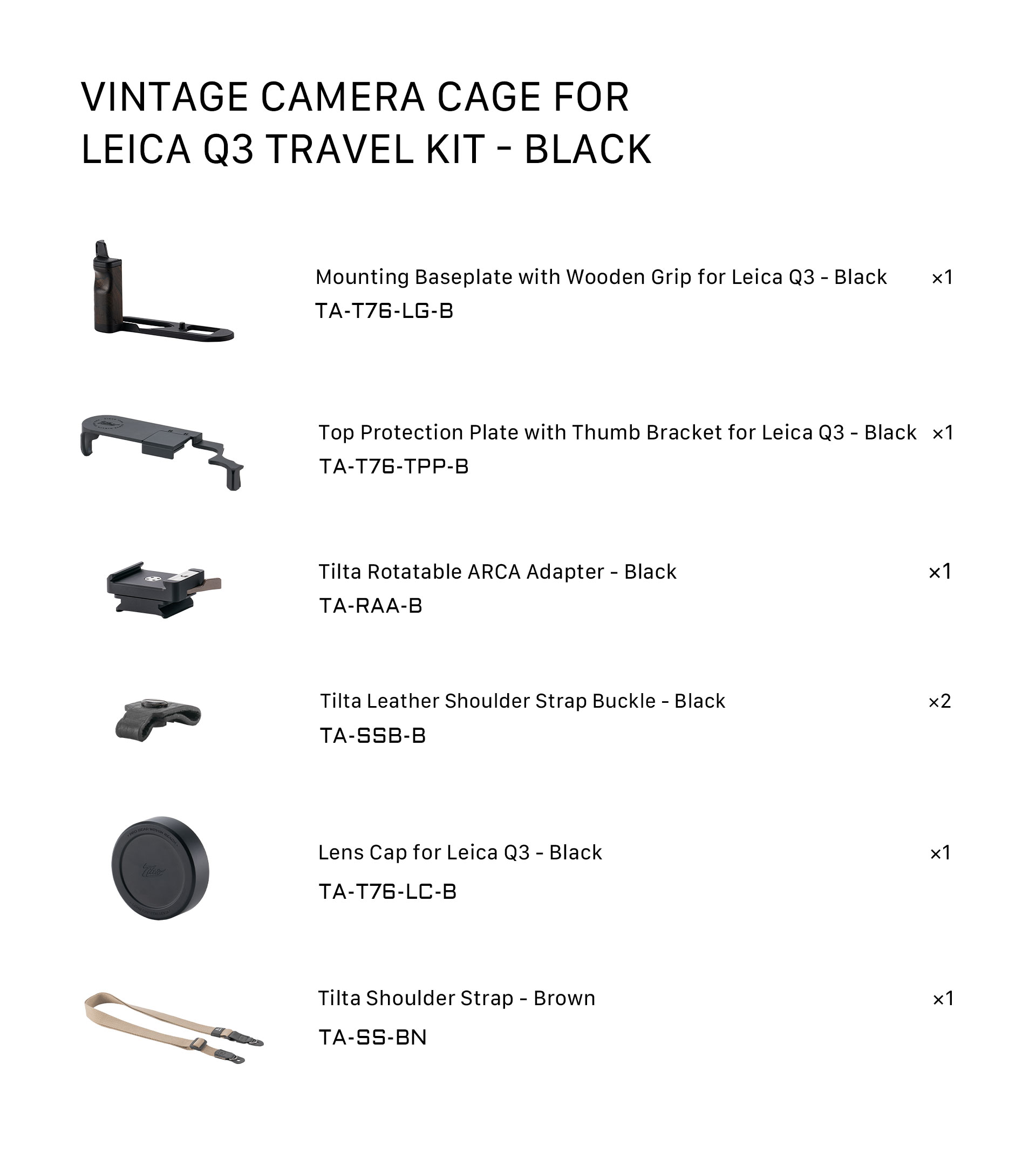 Vintage Camera Cage for Leica Q3 Travel Kit – Black