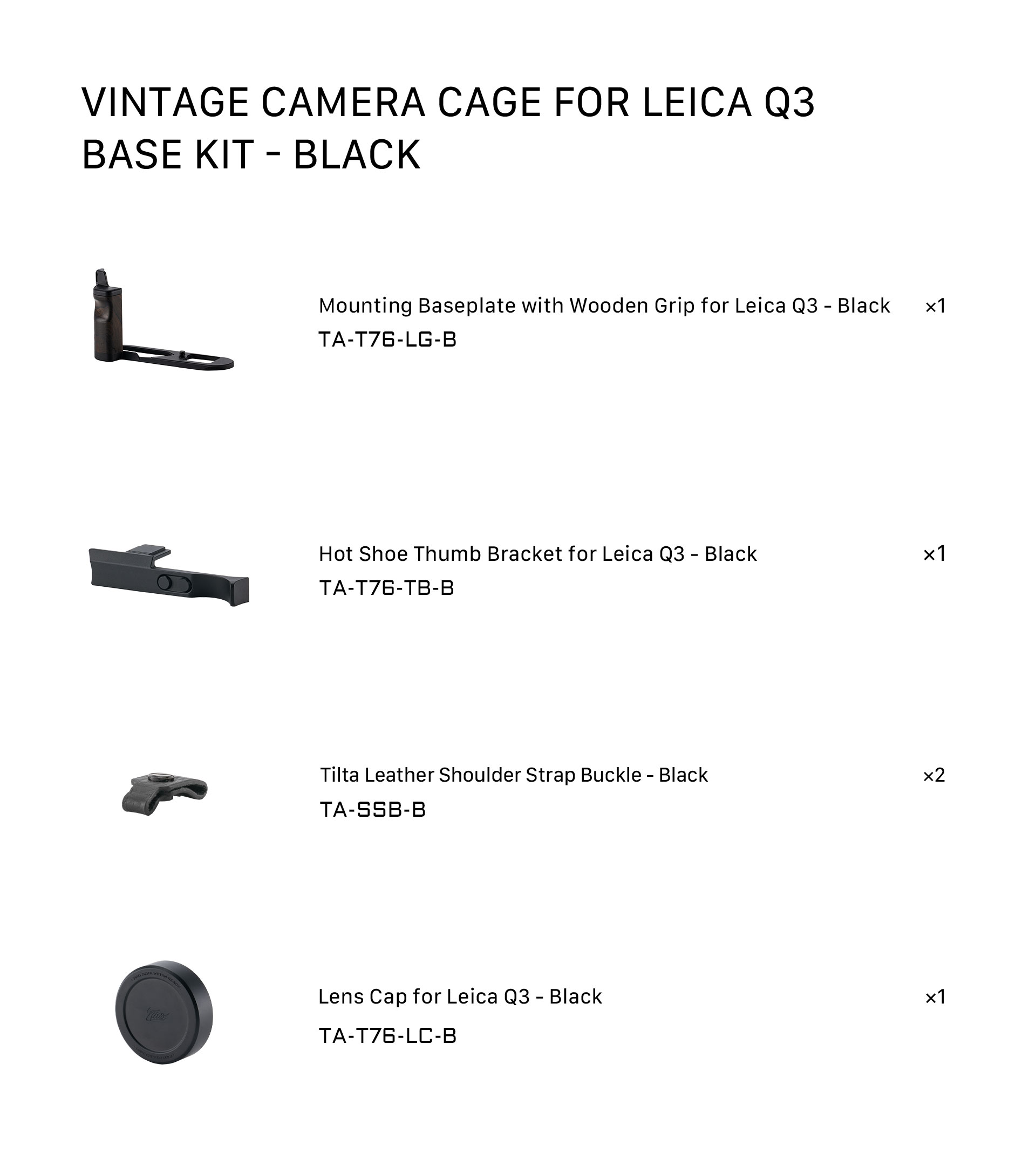 Vintage Camera Cage for Leica Q3 Base Kit – Black
