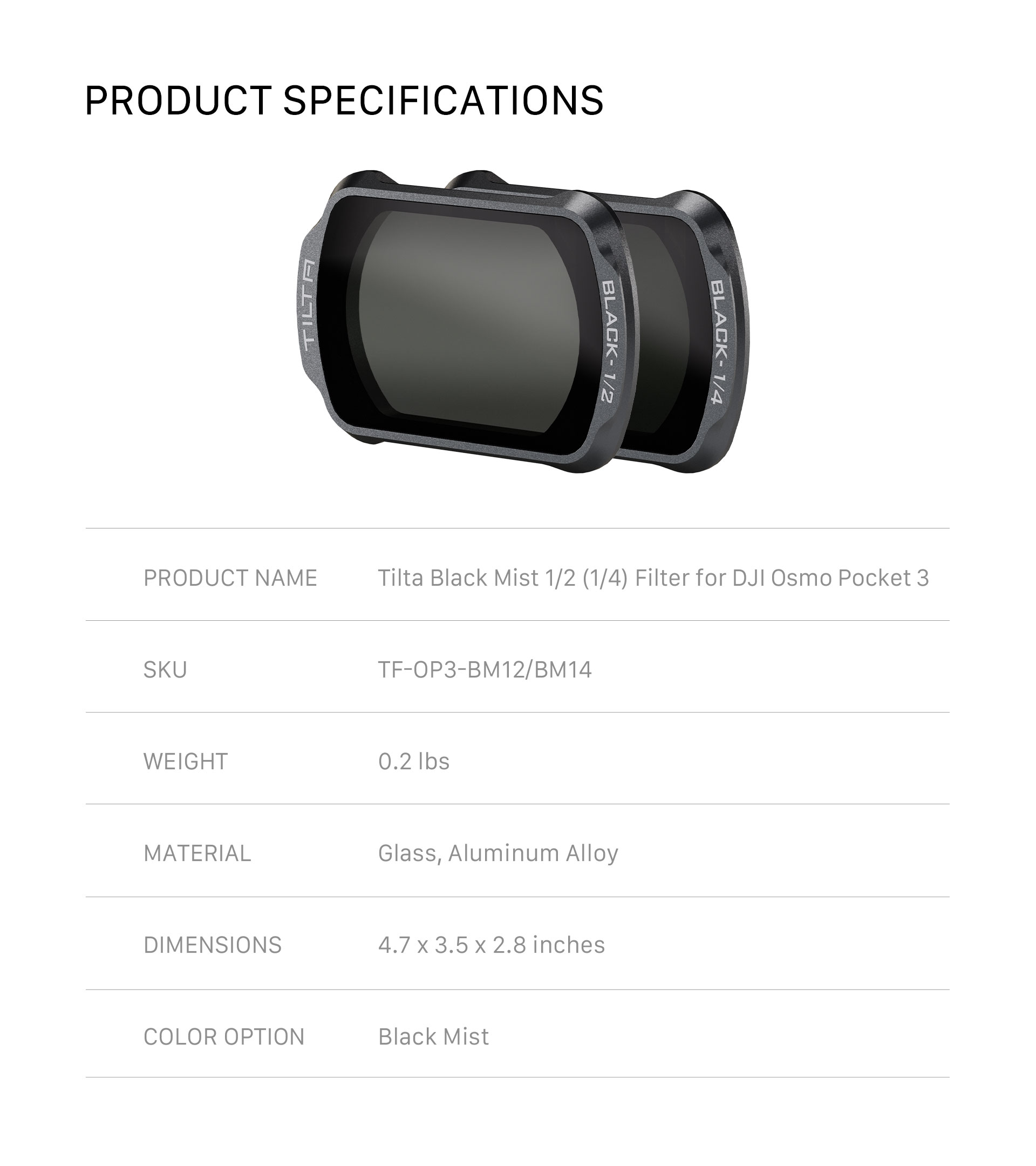 Tilta Black Mist Filter for DJI Osmo Pocket 3