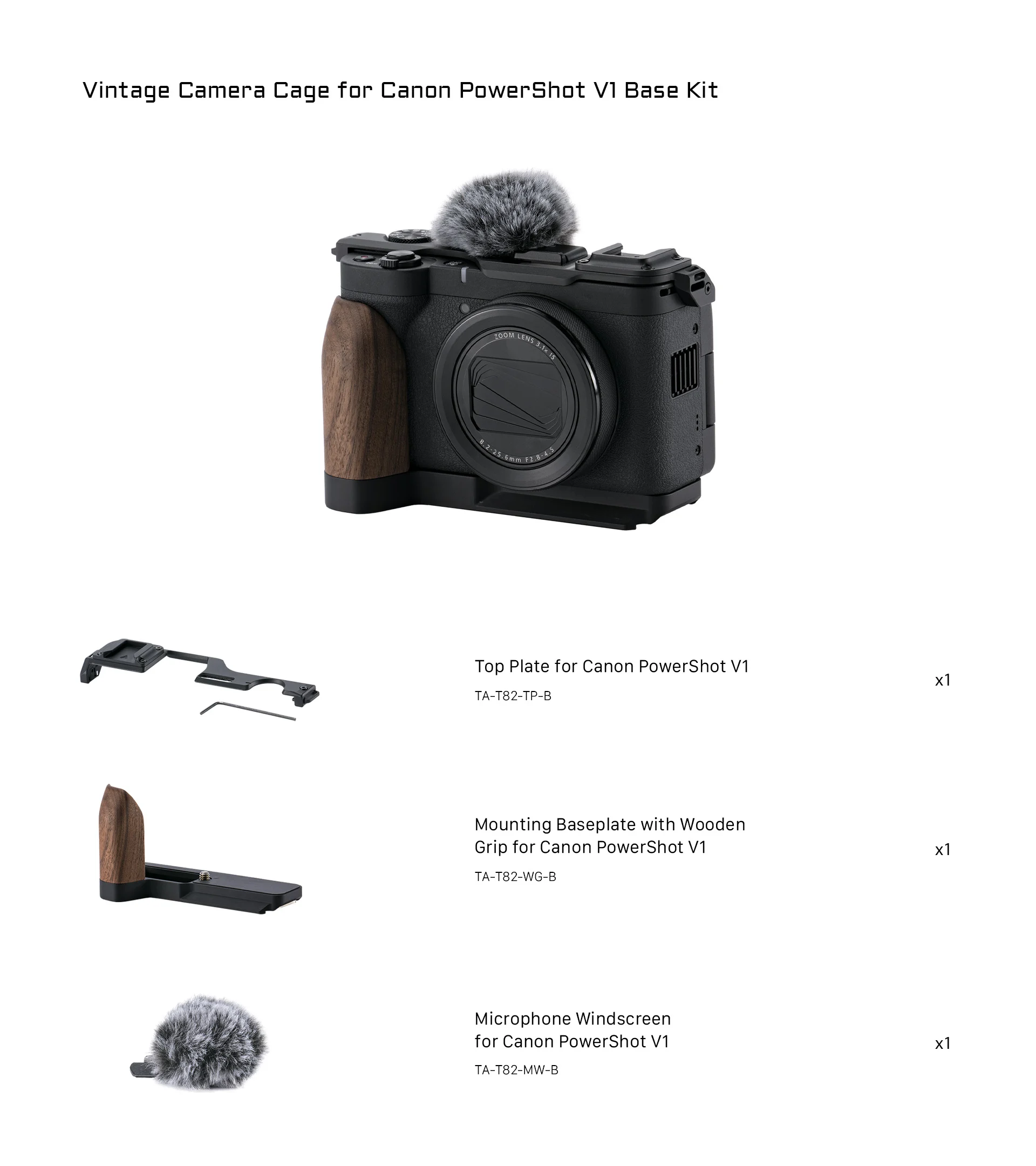 Vintage Camera Cage for Canon PowerShot V1 Base Kit – Black