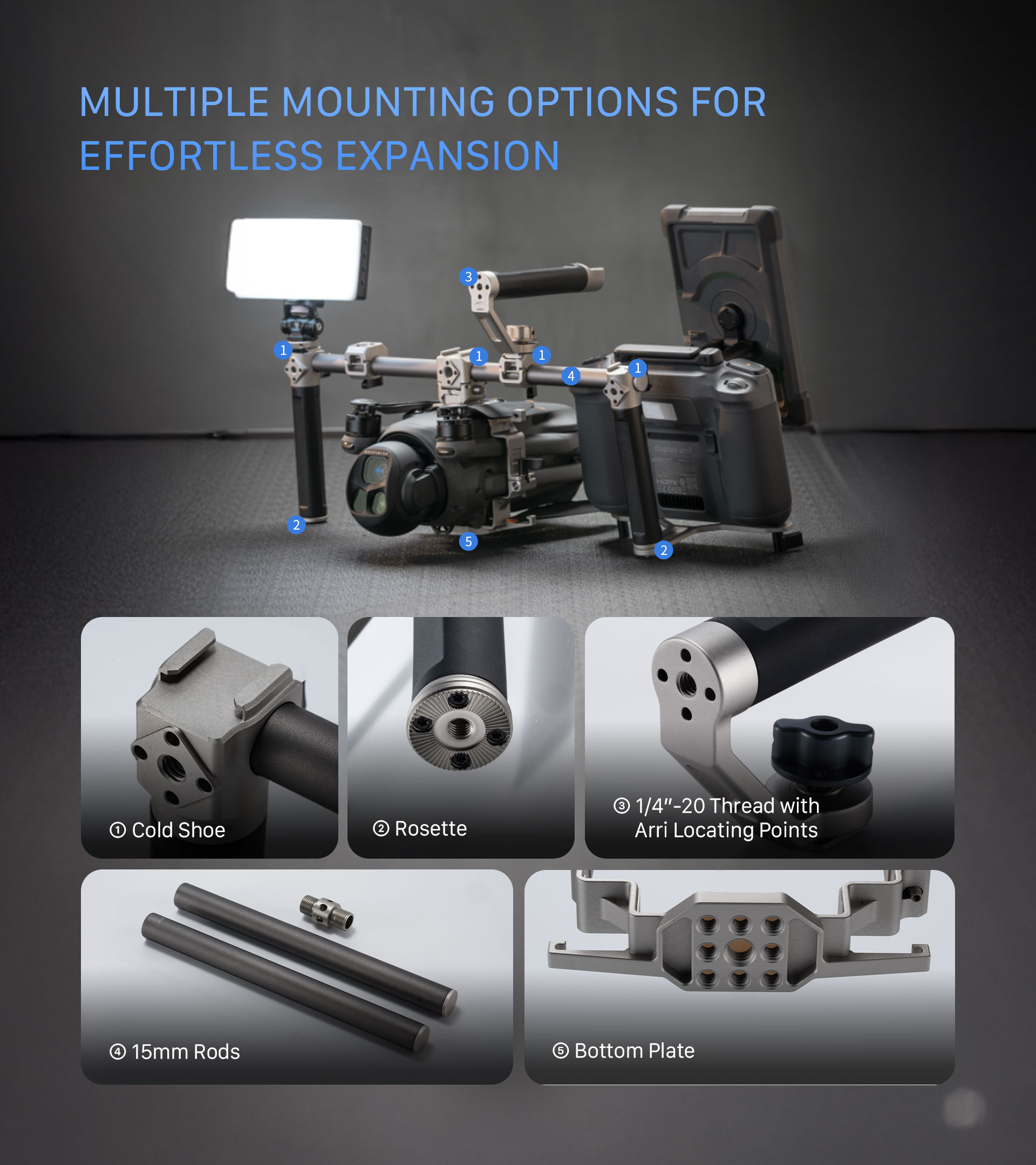 Handheld Support System for DJI Mavic 4 Pro – Titanium White