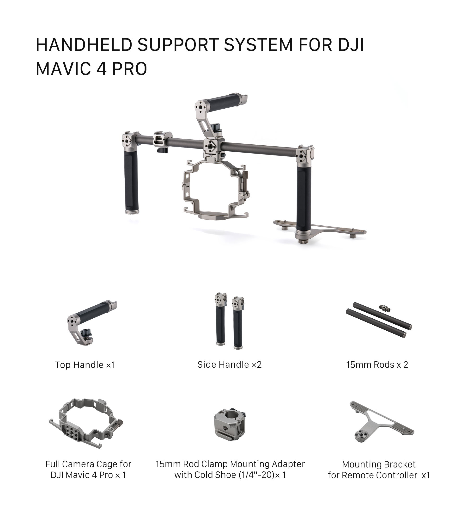 Handheld Support System for DJI Mavic 4 Pro – Titanium White