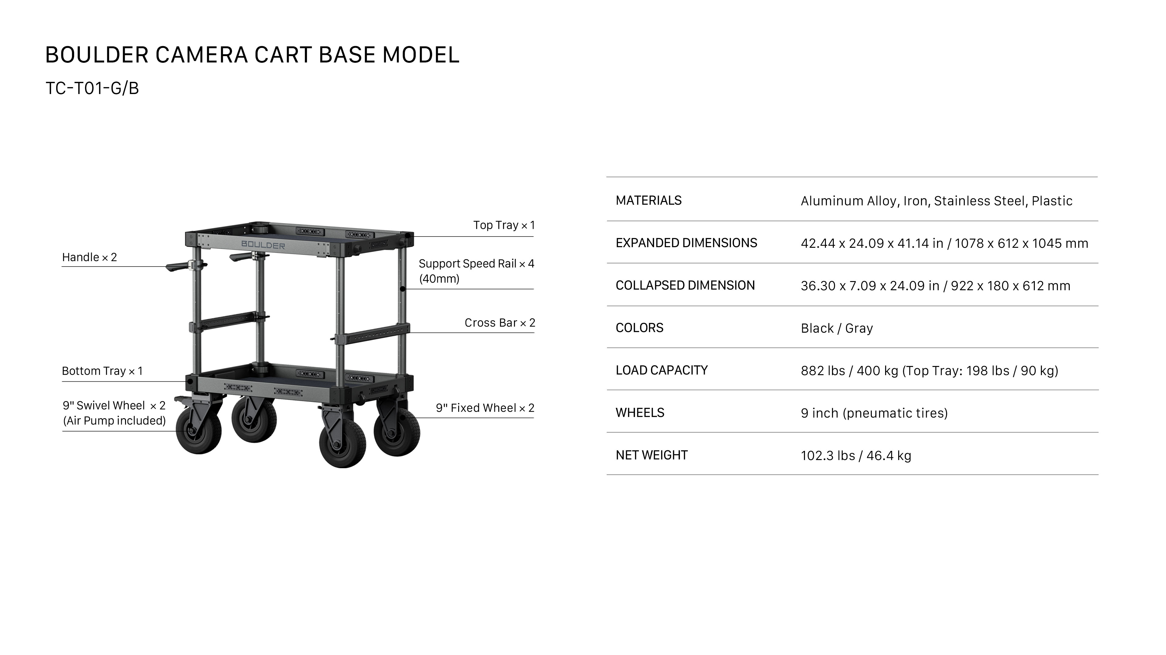 Tilta Boulder 36“ Camera Cart