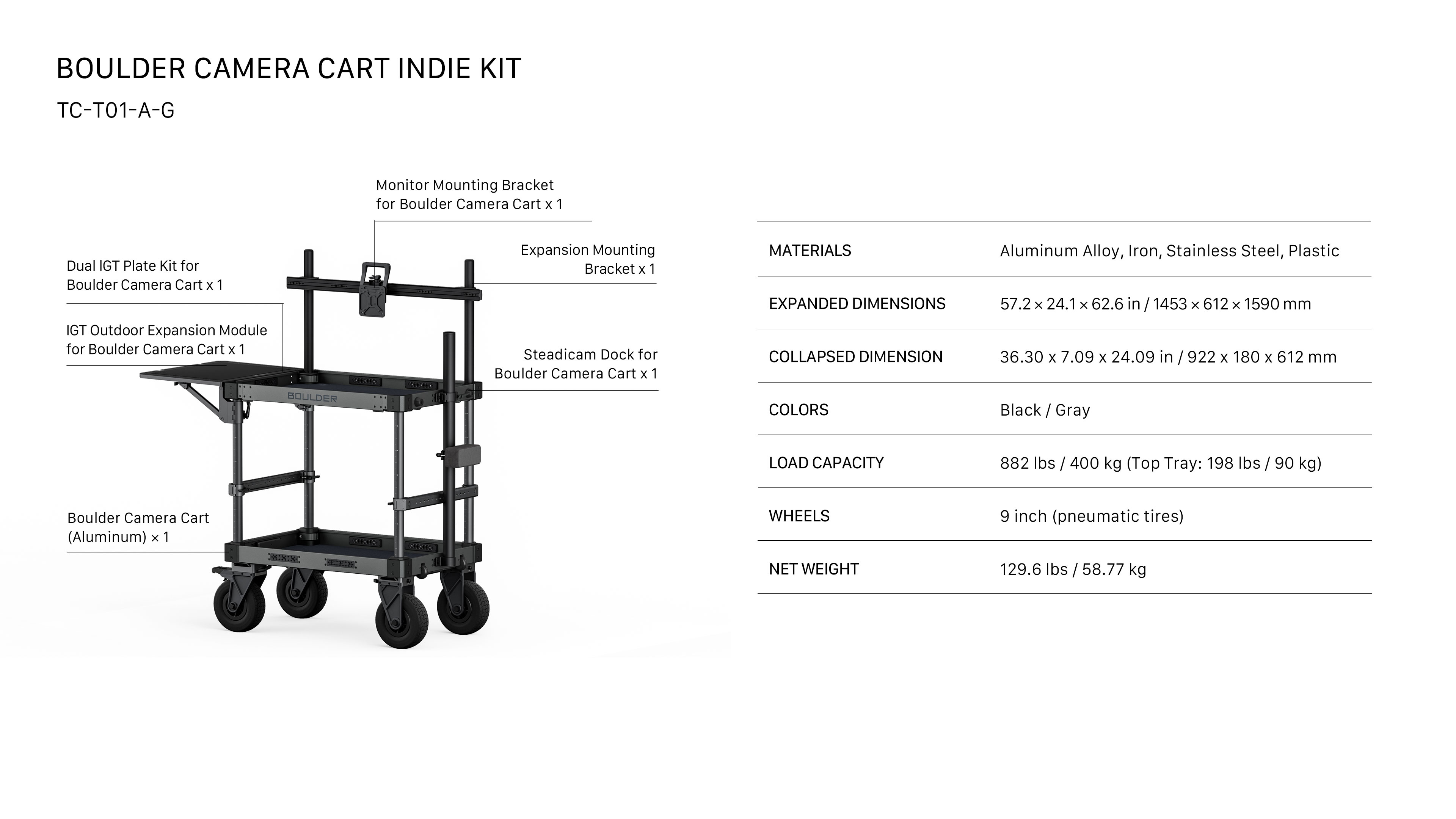 Tilta Boulder 36“ Camera Cart