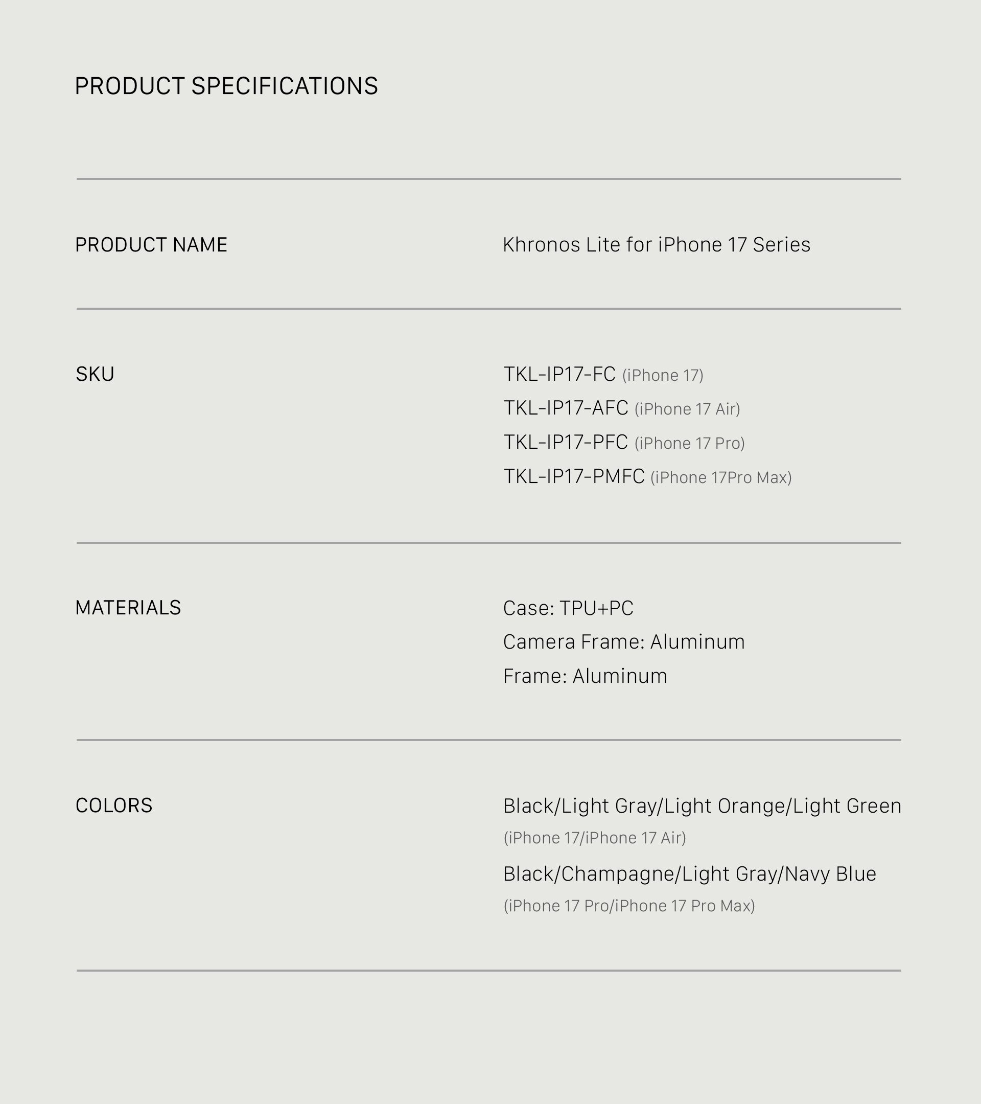 Kit portable Khronos Lite iPhone 17 Pro/Pro Max