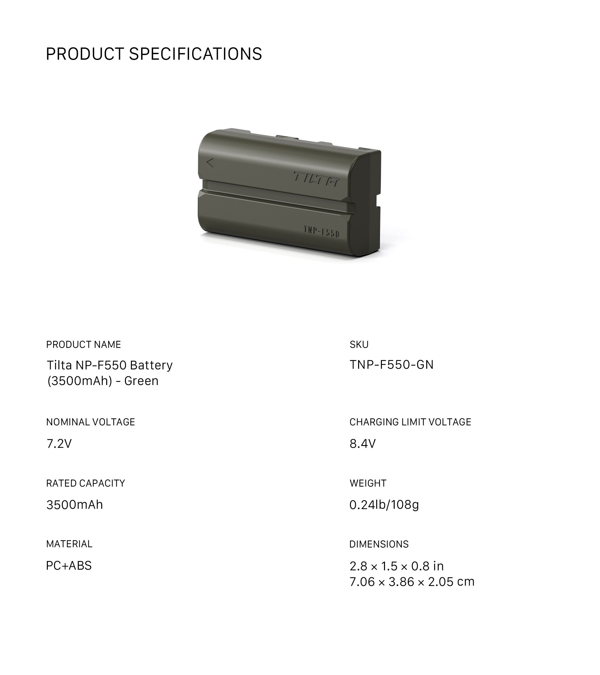 Tilta NP-F550 Battery (3500mAh) – Green