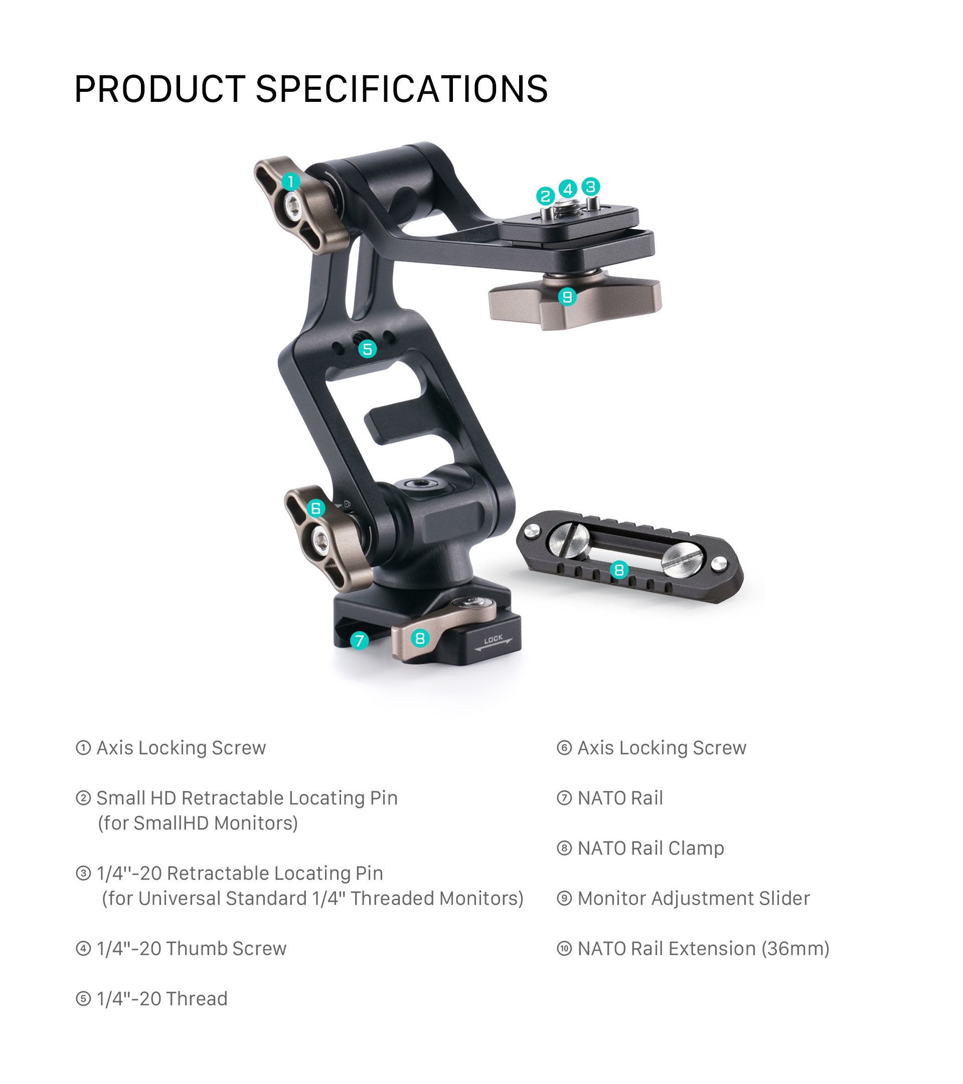 Tilta Extended Pro Monitor Mount (NATO) – Black