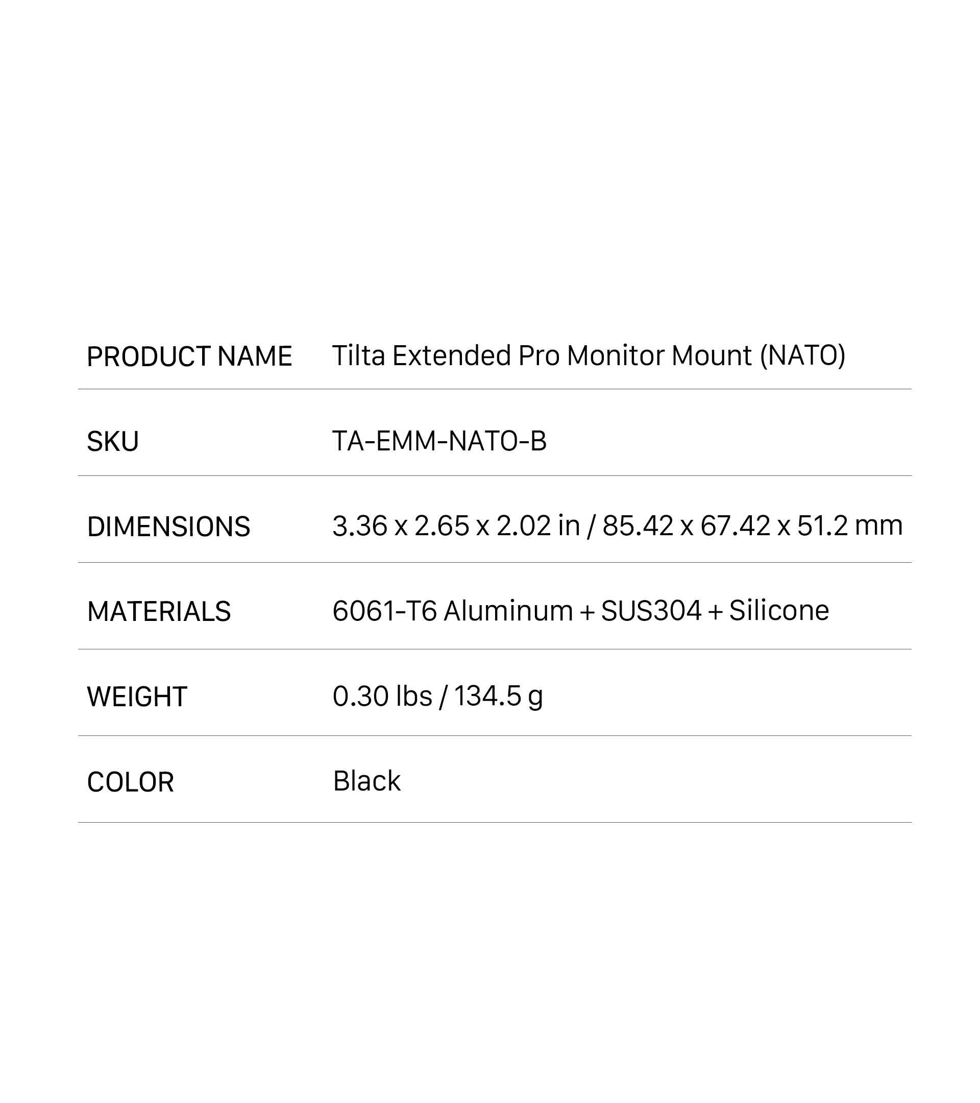 Tilta Extended Pro Monitor Mount (NATO) – Black
