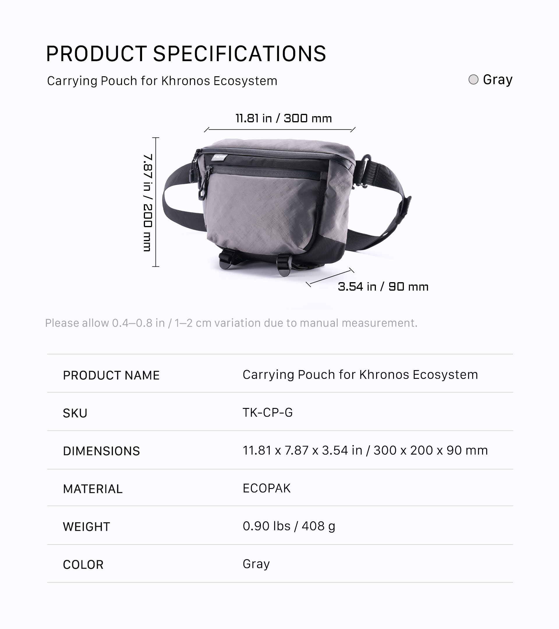 5L Carrying Pouch for Khronos Ecosystem – Grey