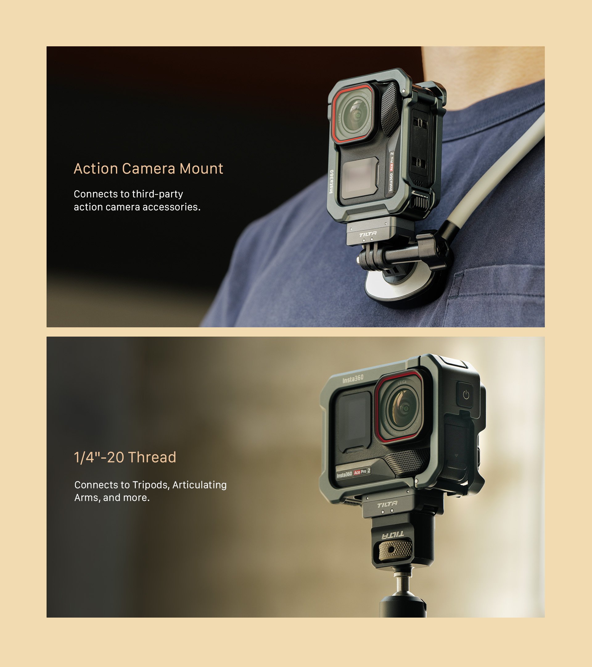 Quick Release Mounting Baseplate for Insta360 Ace Pro Series and X Series — Space Grey