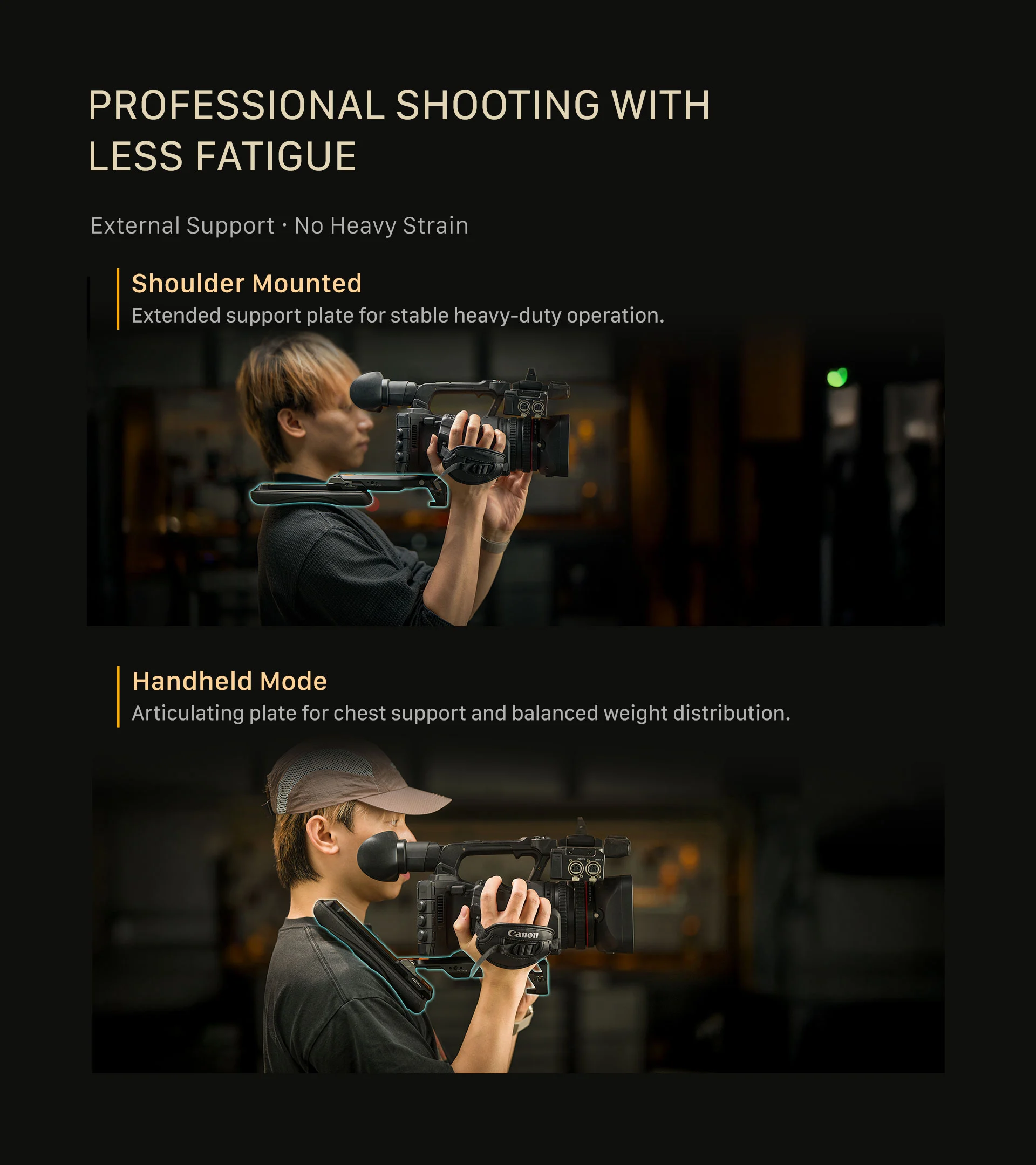 Tilta Extendable Shoulder Pad Baseplate for Camcorders – Black