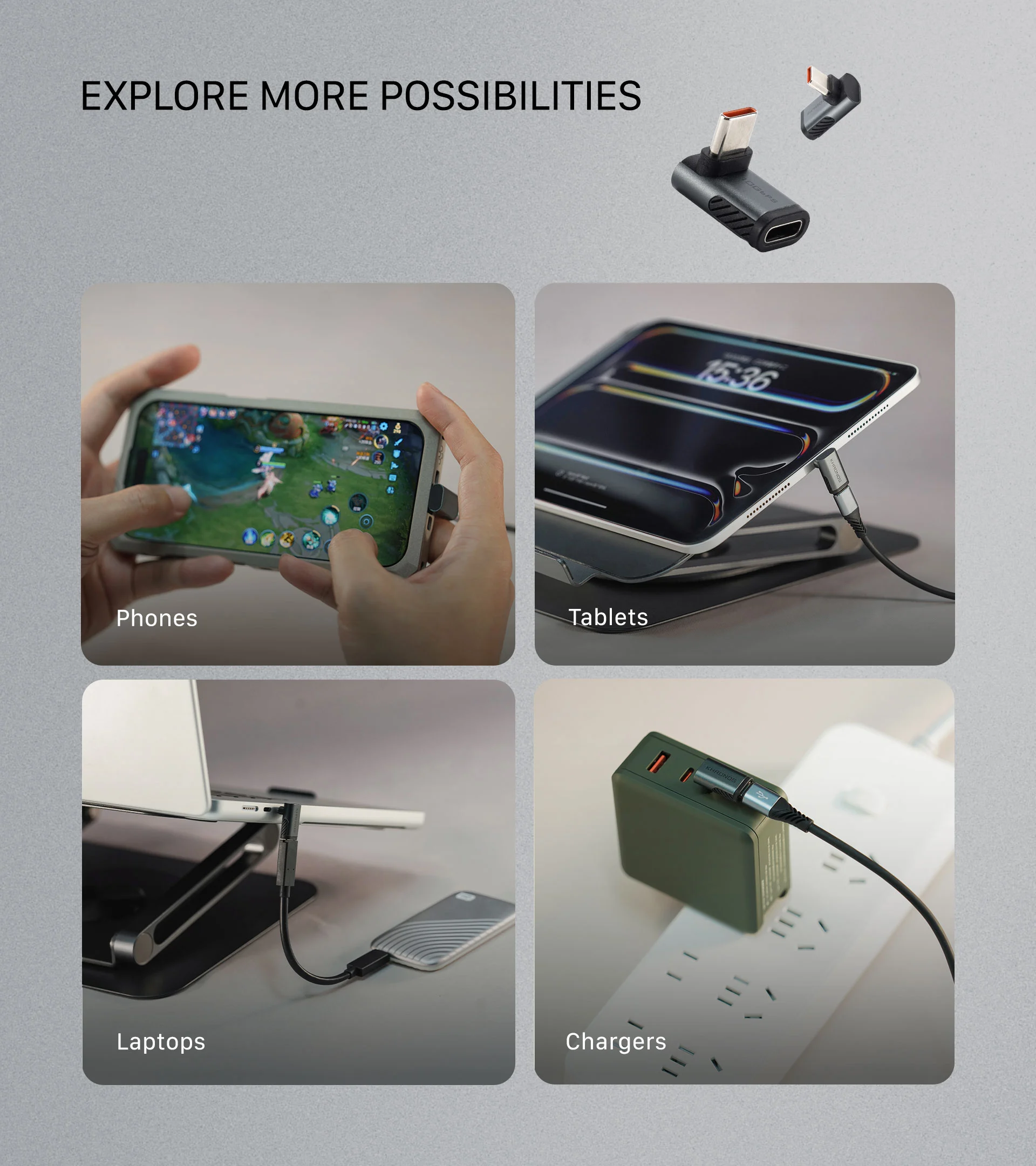 Khronos 90-Degree USB-C Adapter – Space Grey