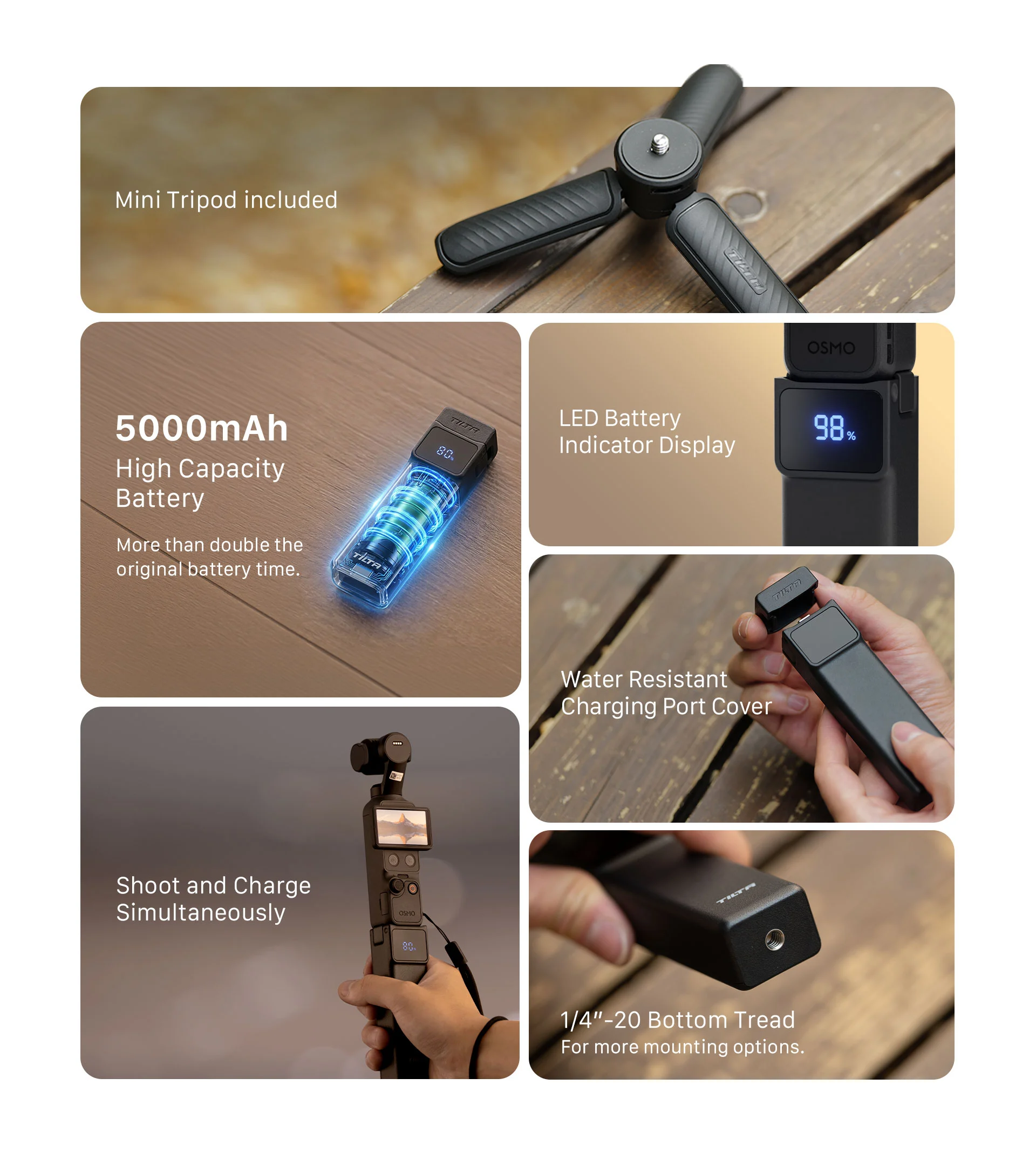 Power Bank portátil para DJI Osmo Pocket 3/4 - Negro