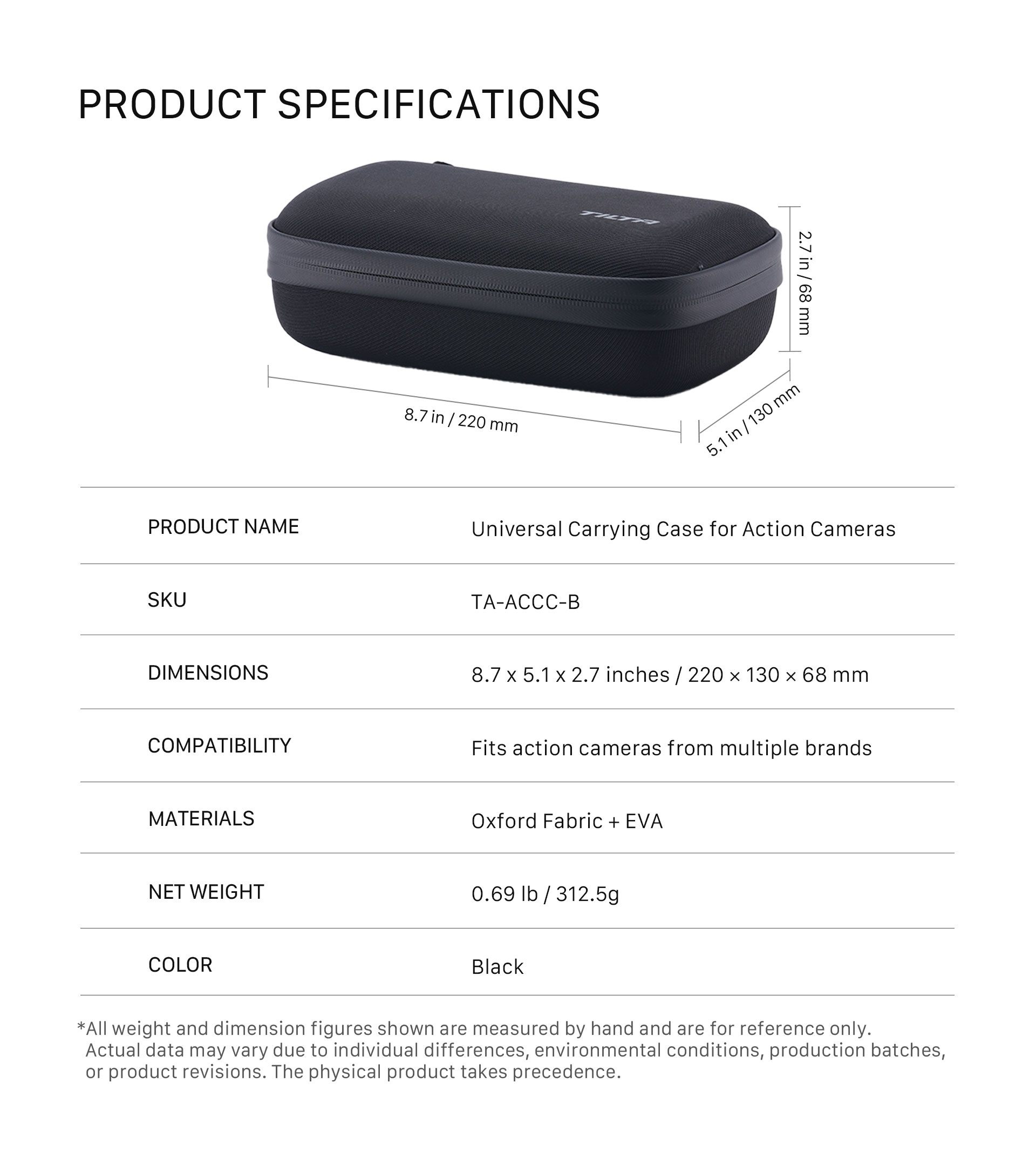Universal Carrying Case for Action Cameras