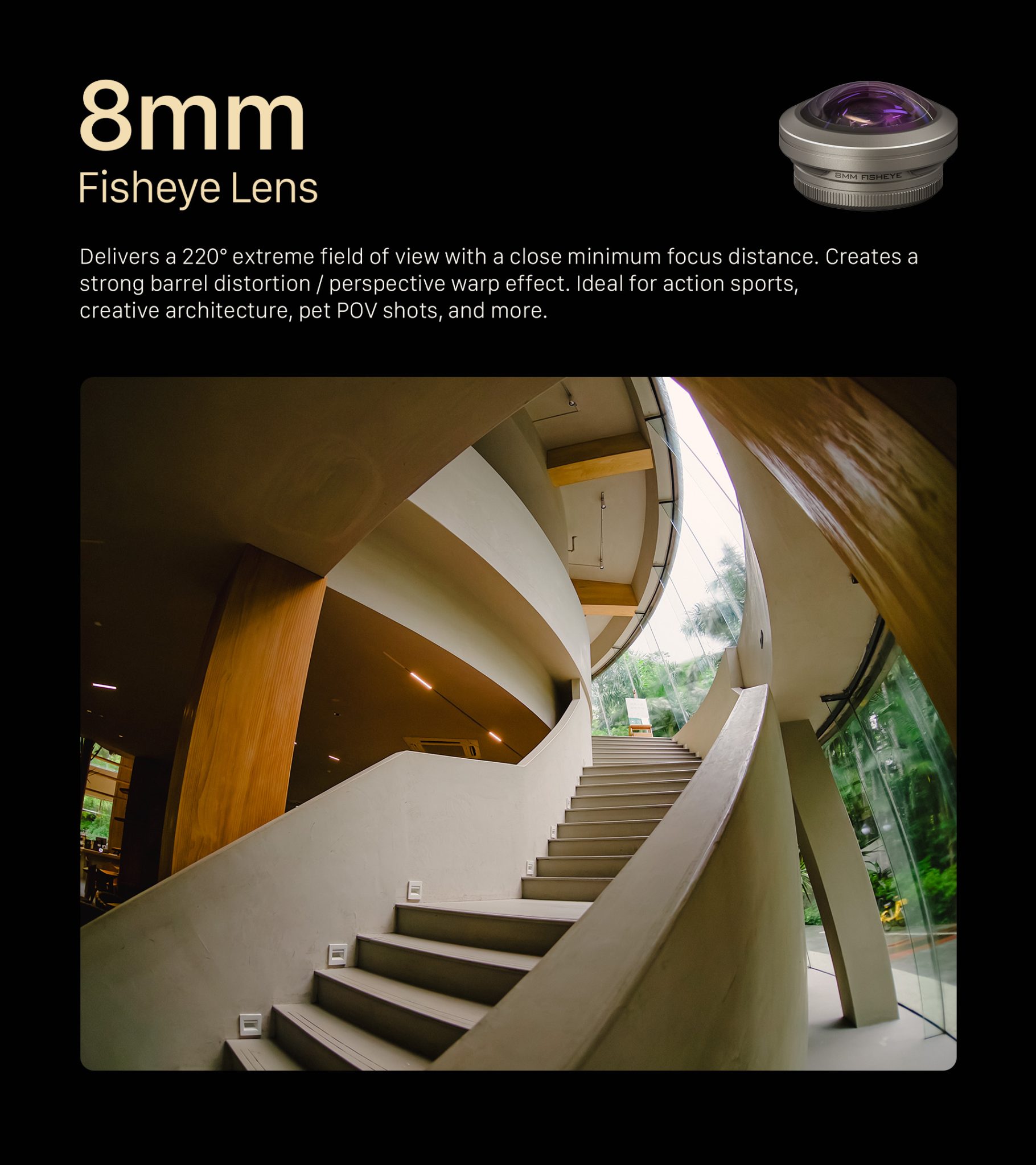 8mm Fisheye Lens for iPhone (T-Mount)